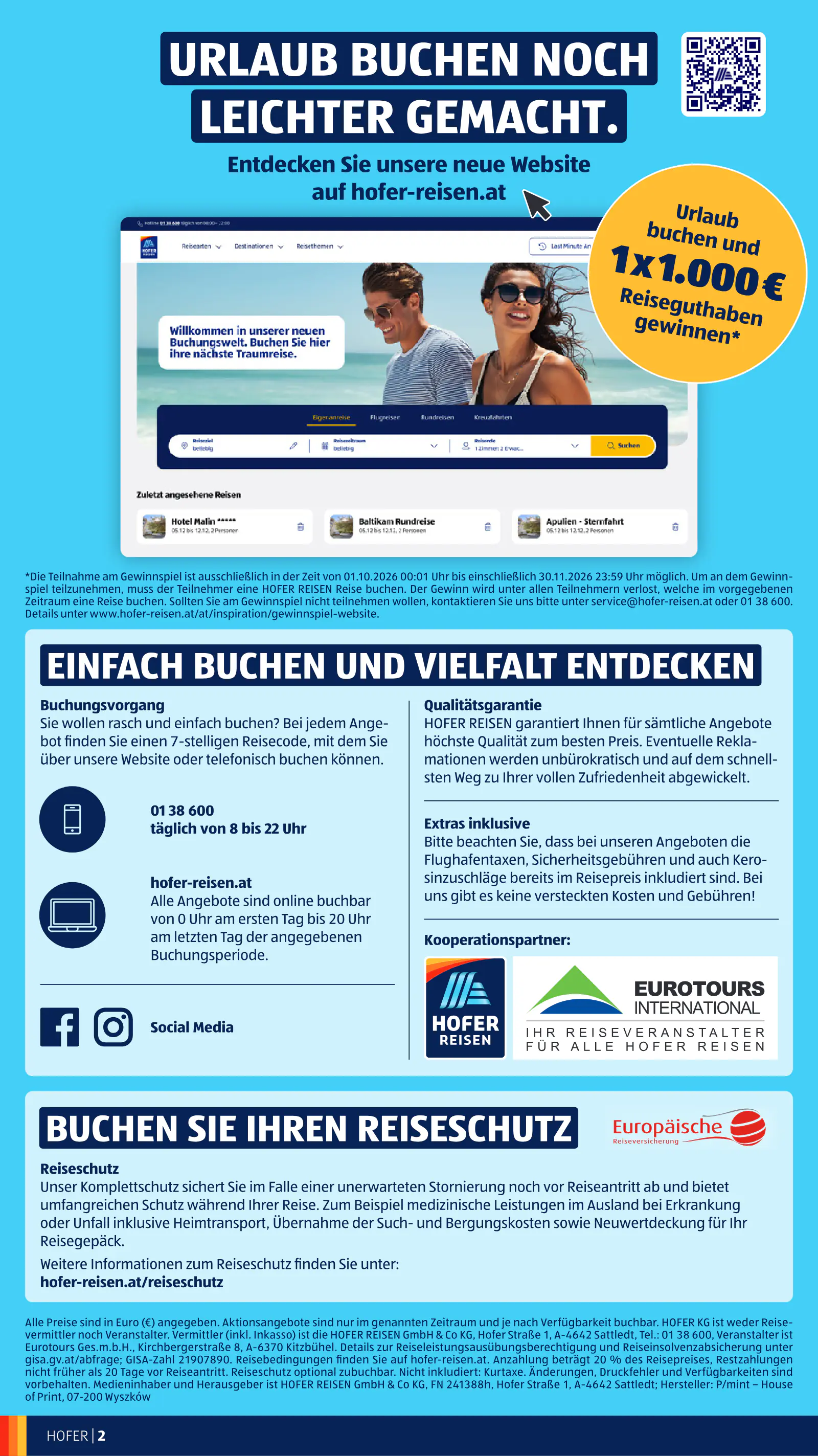 Hofer Ausztria REISEN Katalog Oktober 2026, 2. oldal (szept. 30. – okt. 27.)