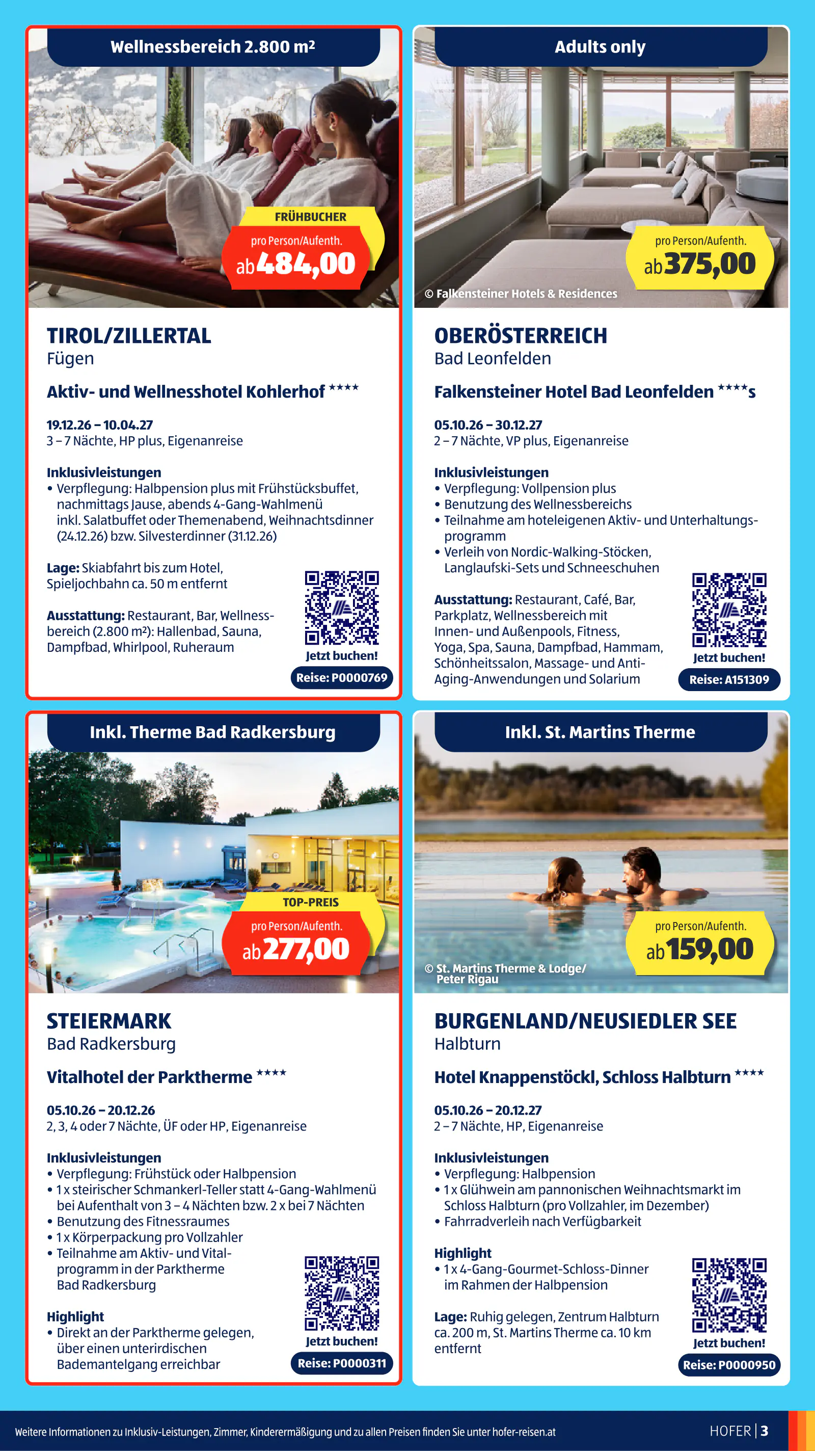 Hofer Ausztria REISEN Katalog Oktober 2026, 3. oldal (szept. 30. – okt. 27.)