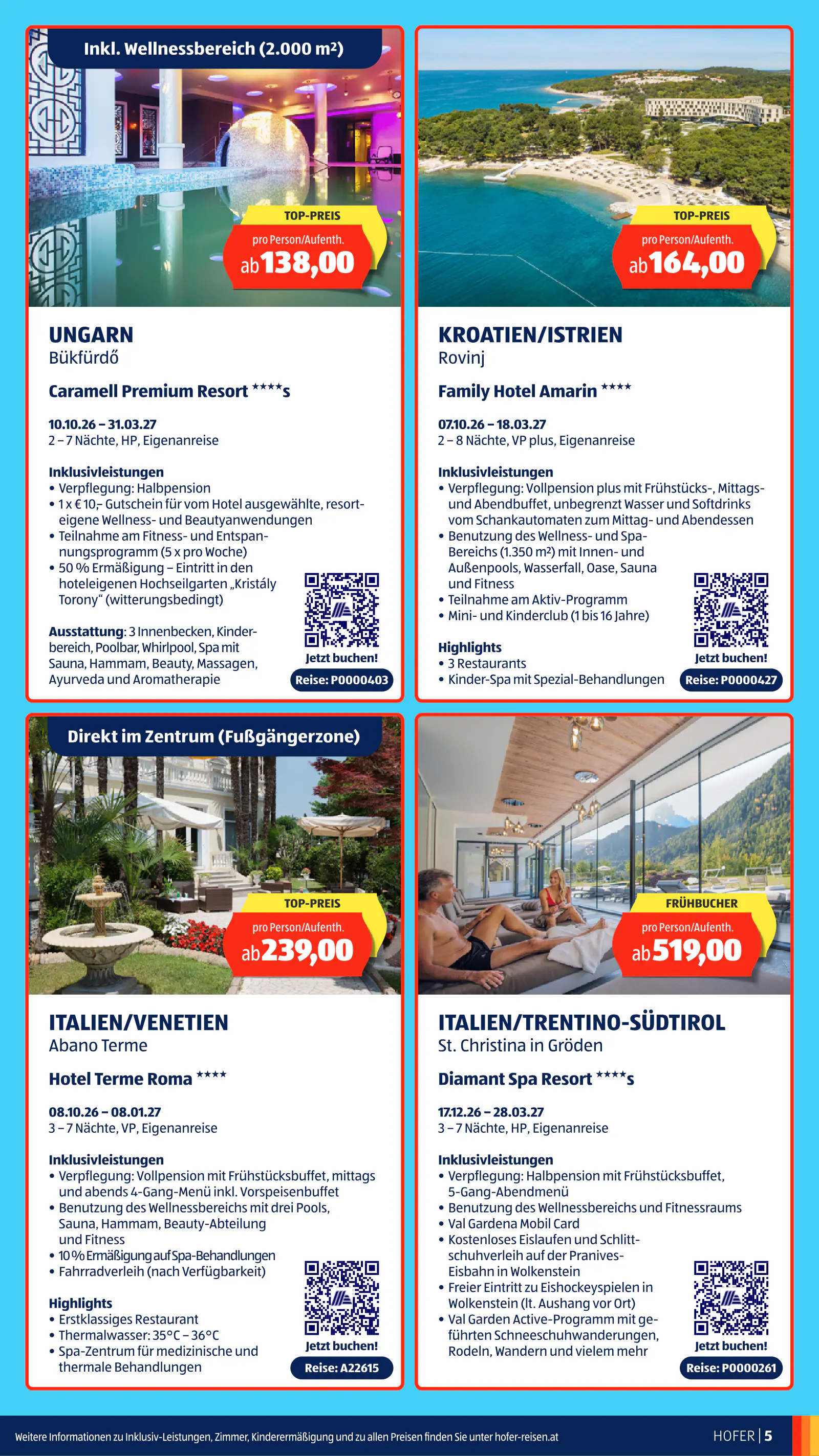 Hofer Ausztria REISEN Katalog Oktober 2026, 5. oldal (szept. 30. – okt. 27.)