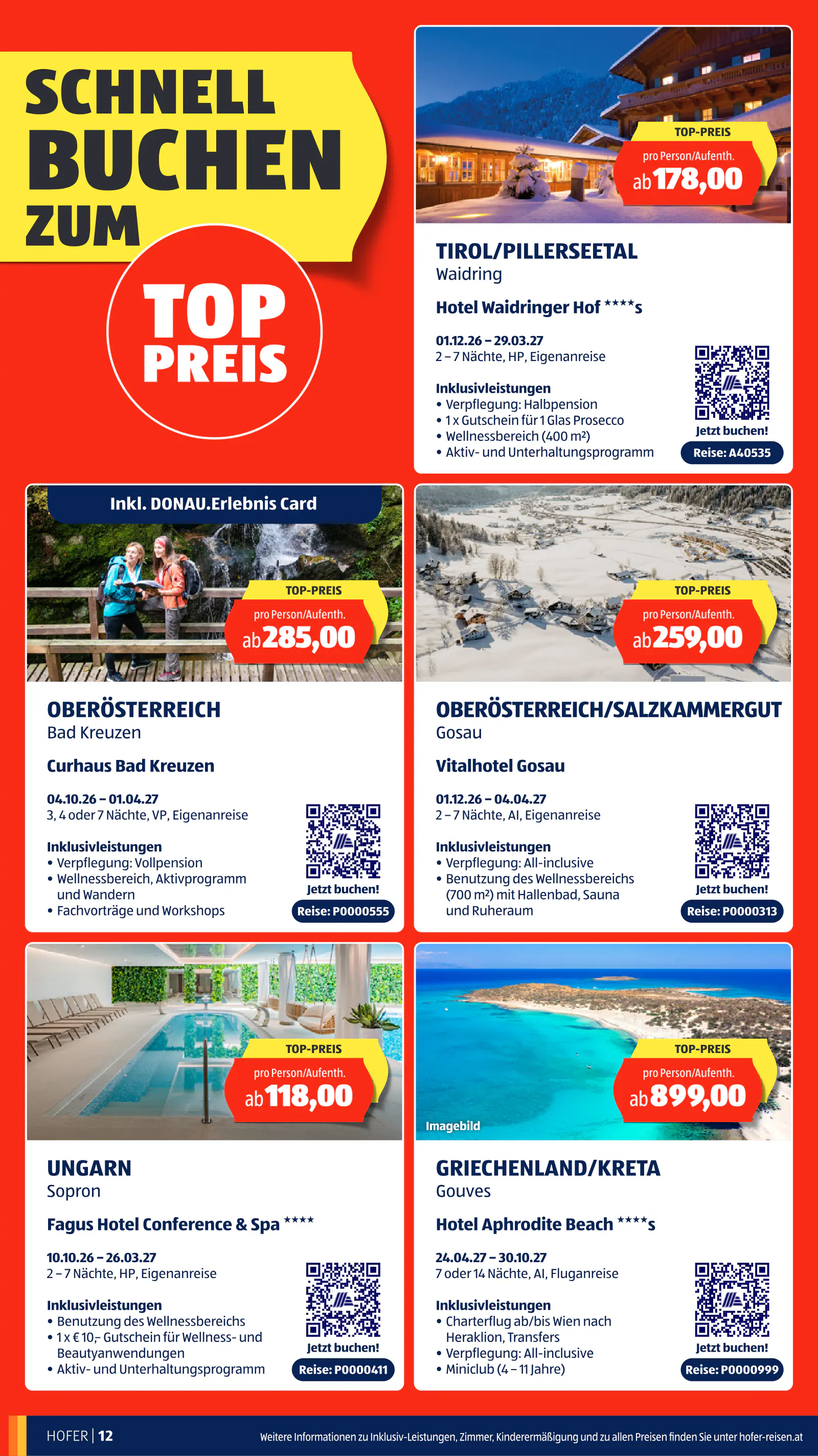 Hofer Ausztria REISEN Katalog Oktober 2026, 12. oldal (szept. 30. – okt. 27.)