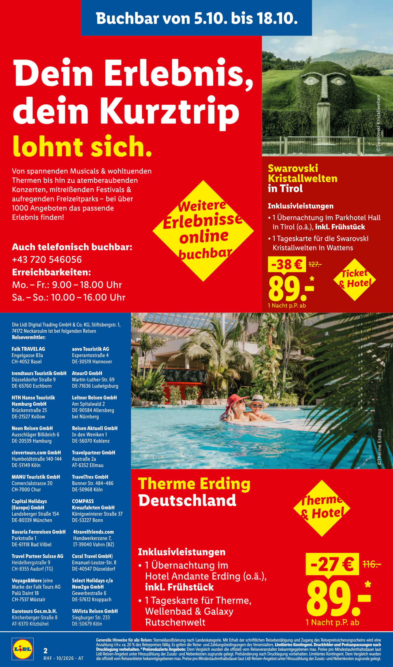 Lidl Ausztria Oktober Reise-Highlights, Buchbar ab 30.9., 2. oldal (szept. 30. – okt. 31.)