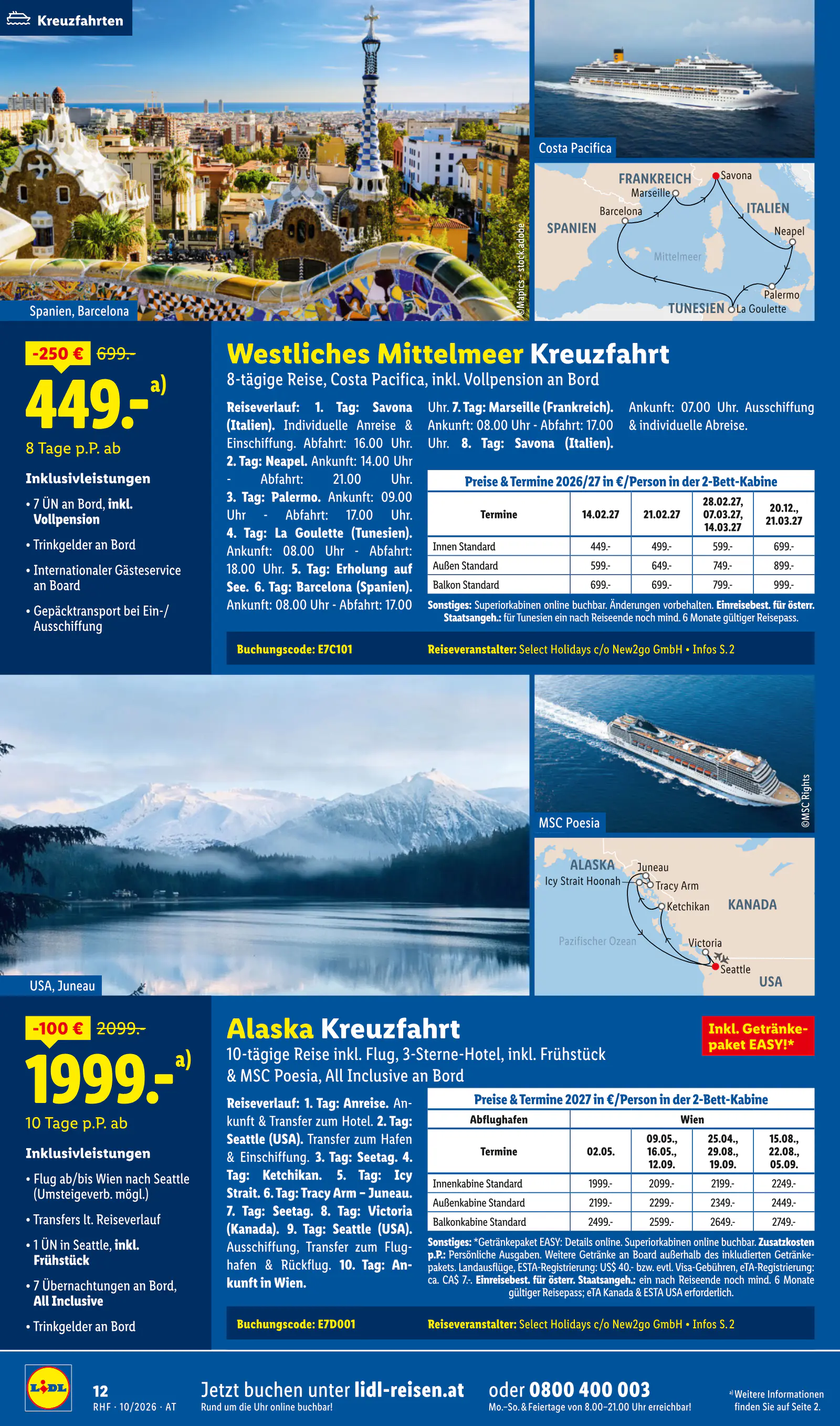 Lidl Ausztria Oktober Reise-Highlights, Buchbar ab 30.9., 12. oldal (szept. 30. – okt. 31.)