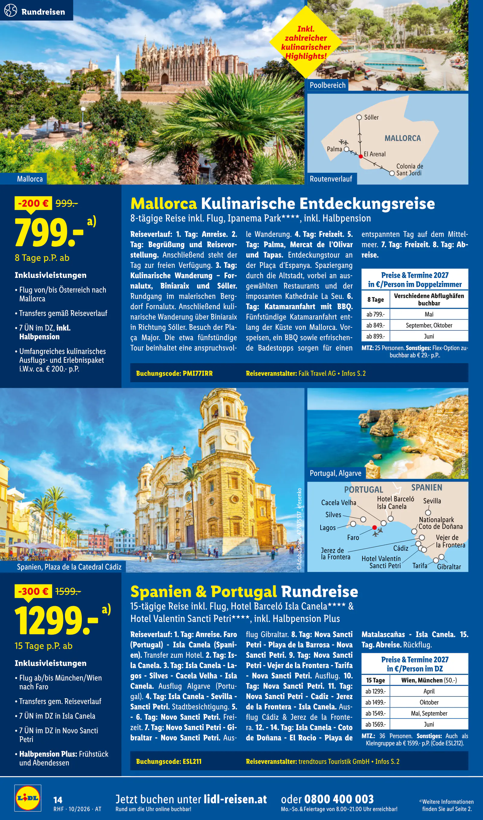Lidl Ausztria Oktober Reise-Highlights, Buchbar ab 30.9., 14. oldal (szept. 30. – okt. 31.)