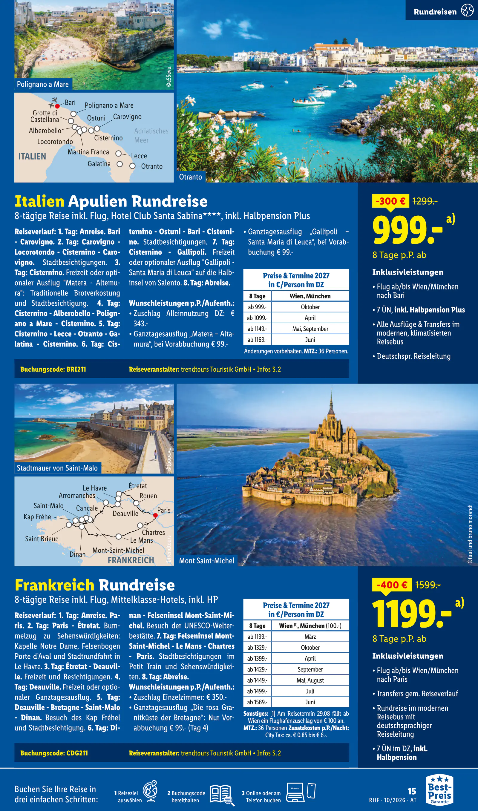 Lidl Ausztria Oktober Reise-Highlights, Buchbar ab 30.9., 15. oldal (szept. 30. – okt. 31.)