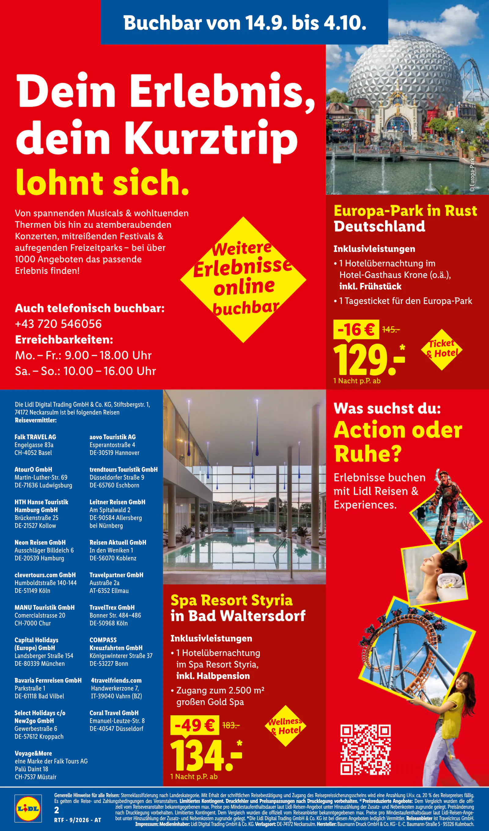 Lidl Ausztria September/Oktober Reise-Highlights, Buchbar ab 12.9., 2. oldal (szept. 12. – okt. 15.)