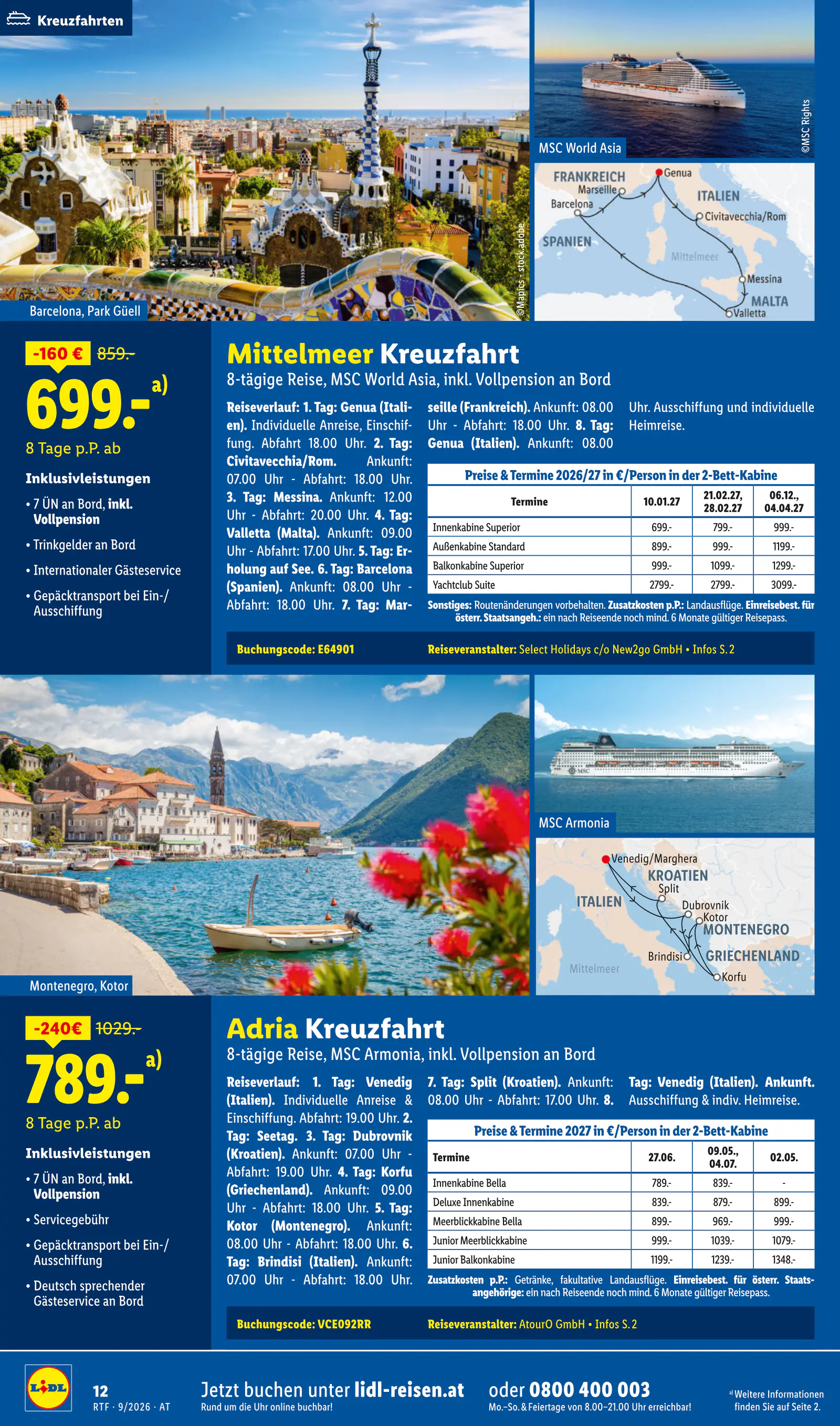 Lidl Ausztria September/Oktober Reise-Highlights, Buchbar ab 12.9., 12. oldal (szept. 12. – okt. 15.)