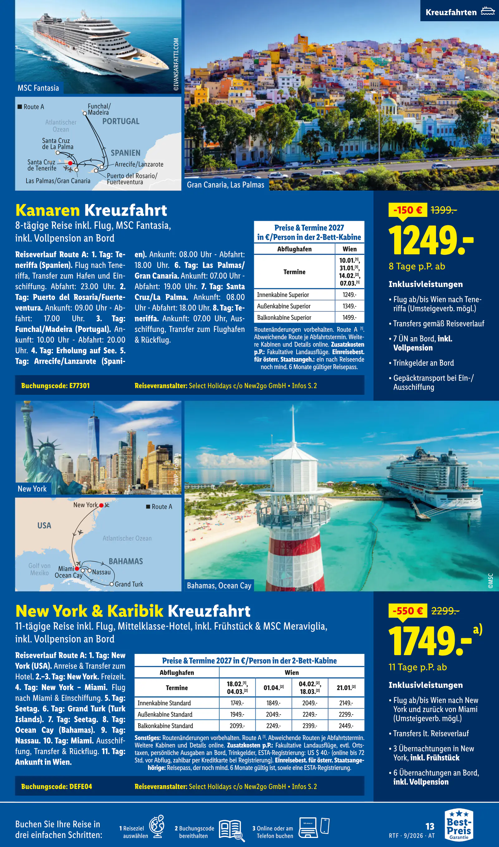 Lidl Ausztria September/Oktober Reise-Highlights, Buchbar ab 12.9., 13. oldal (szept. 12. – okt. 15.)