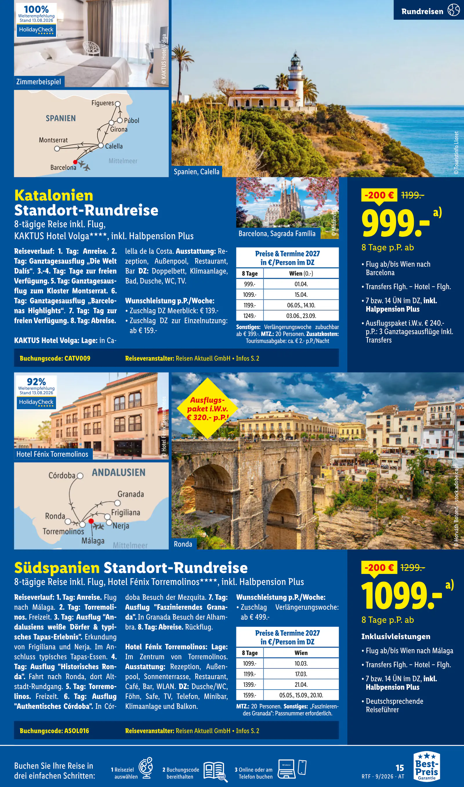 Lidl Ausztria September/Oktober Reise-Highlights, Buchbar ab 12.9., 15. oldal (szept. 12. – okt. 15.)