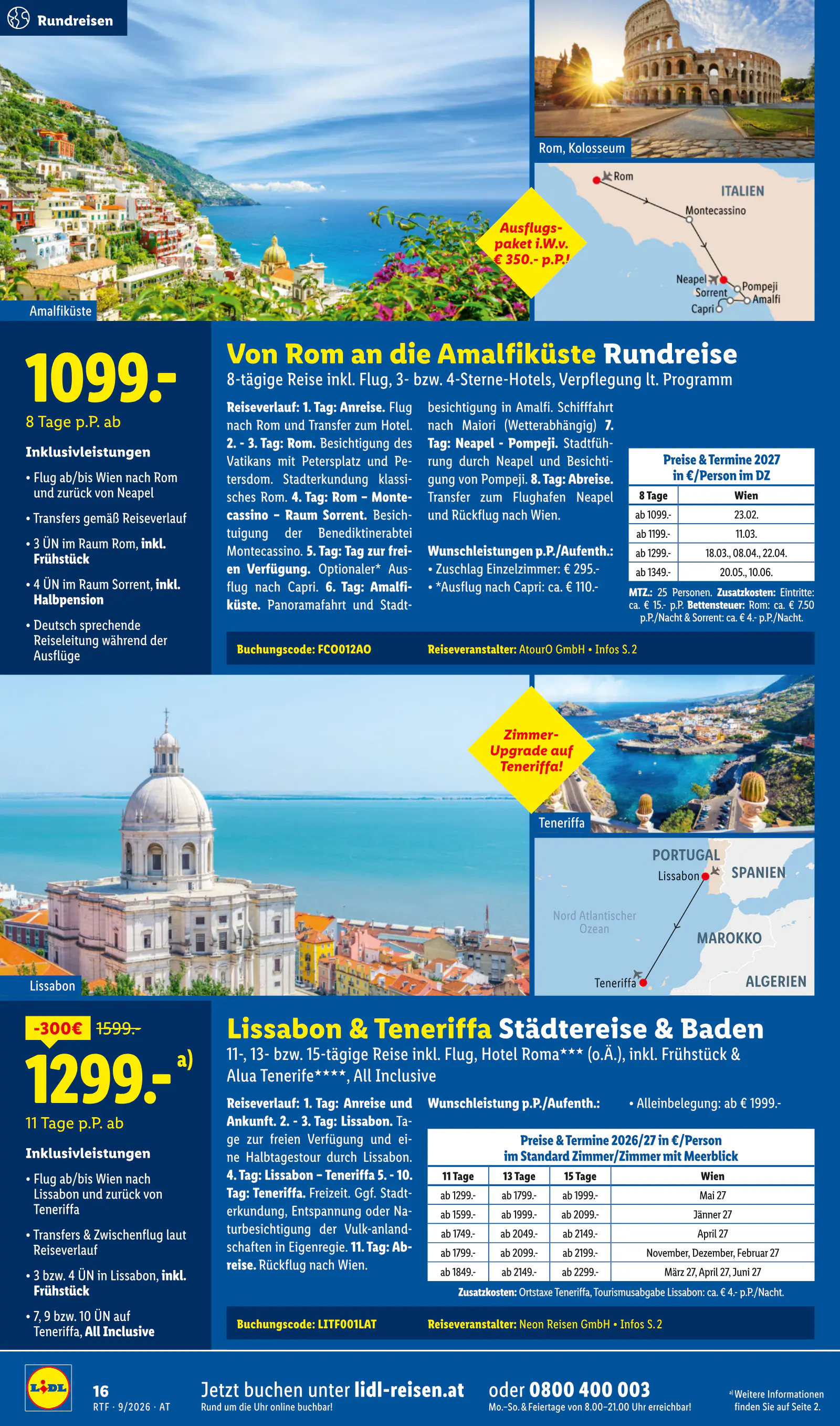 Lidl Ausztria September/Oktober Reise-Highlights, Buchbar ab 12.9., 16. oldal (szept. 12. – okt. 15.)