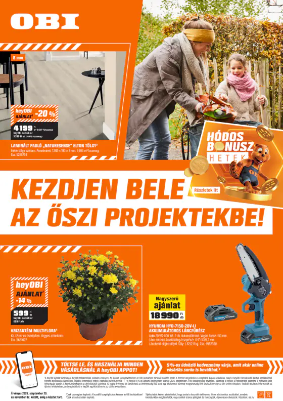 Obi Kezdjen bele az őszi projektekbe – szept. 29. – nov. 2.