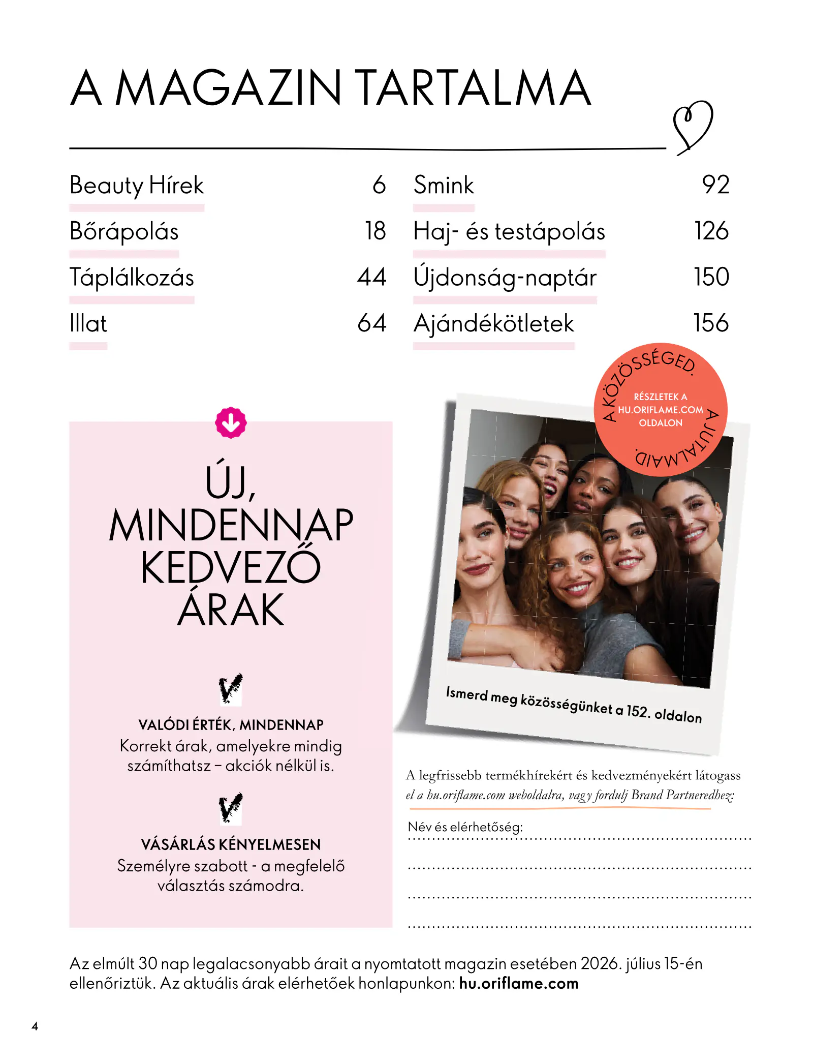 Oriflame akciós újság, 4. oldal (szept. 30. – nov. 10.)