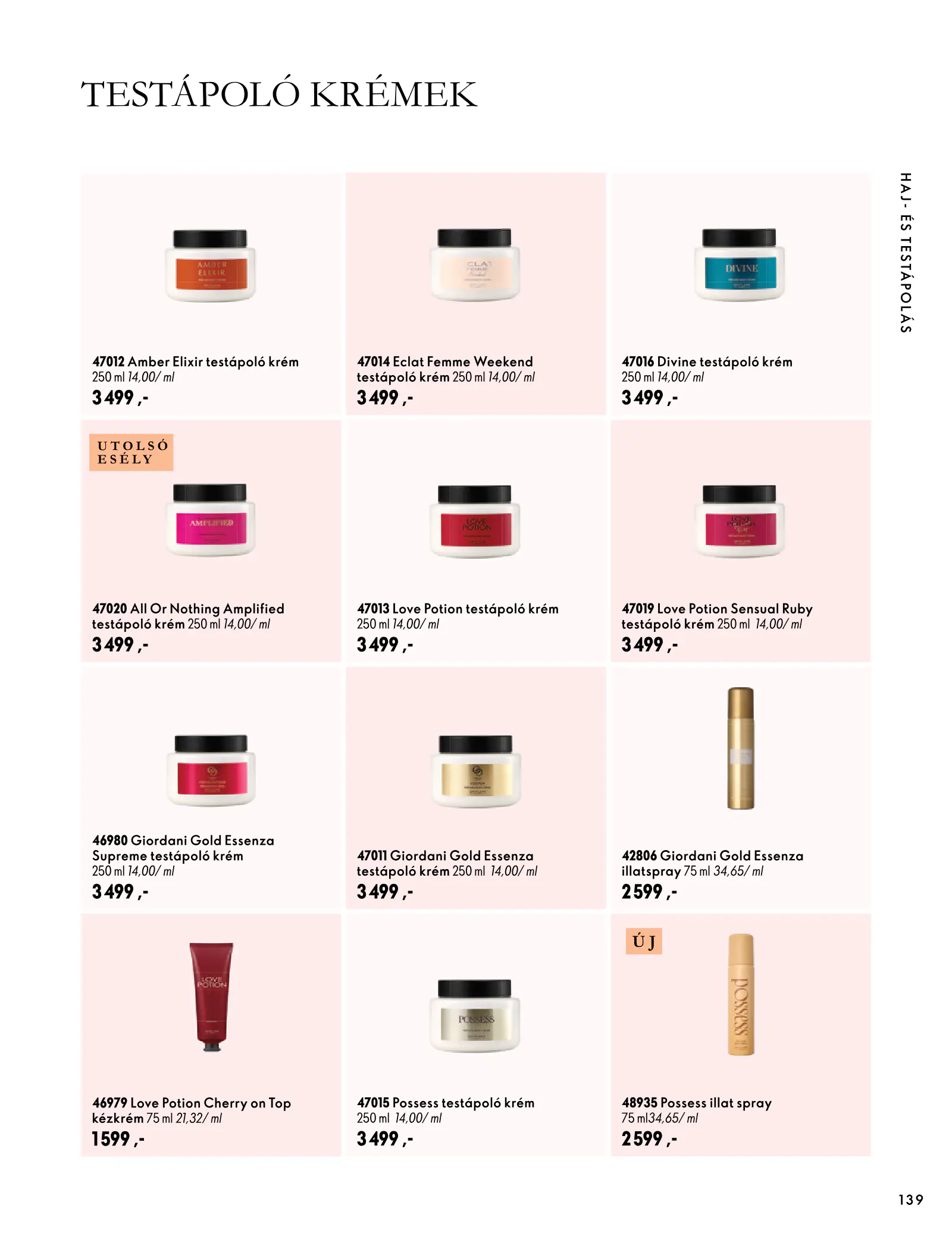 Oriflame akciós újság, 139. oldal (szept. 30. – nov. 10.)