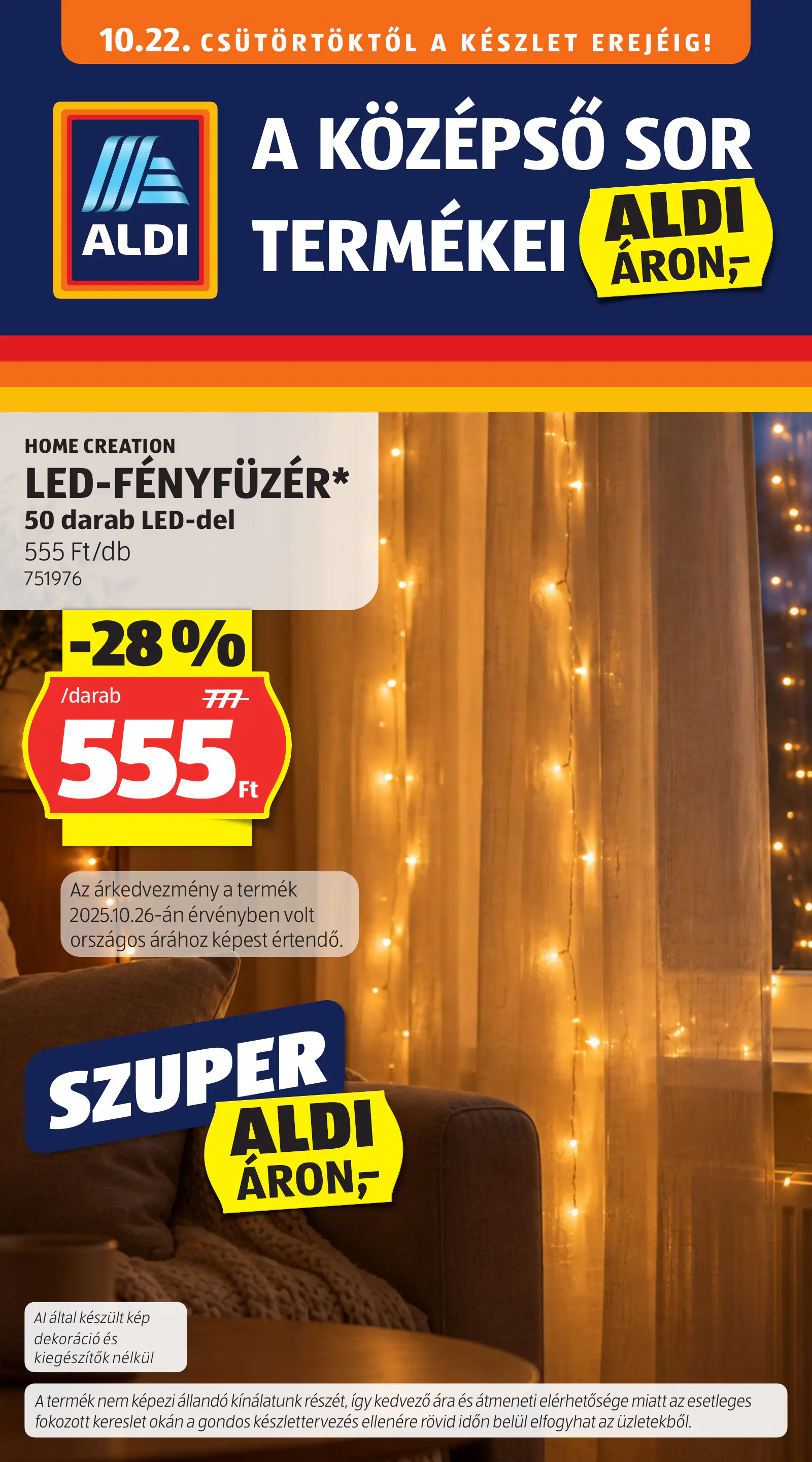 Aldi Középső sor termékei, 43. hét, 1. oldal (okt. 22–28.)