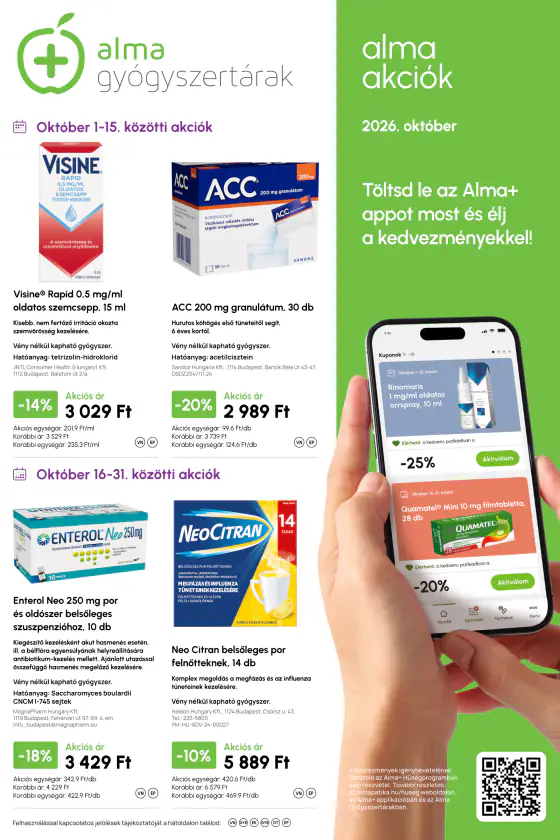 Alma Gyógyszertárak akciós újság – okt. 1–31.