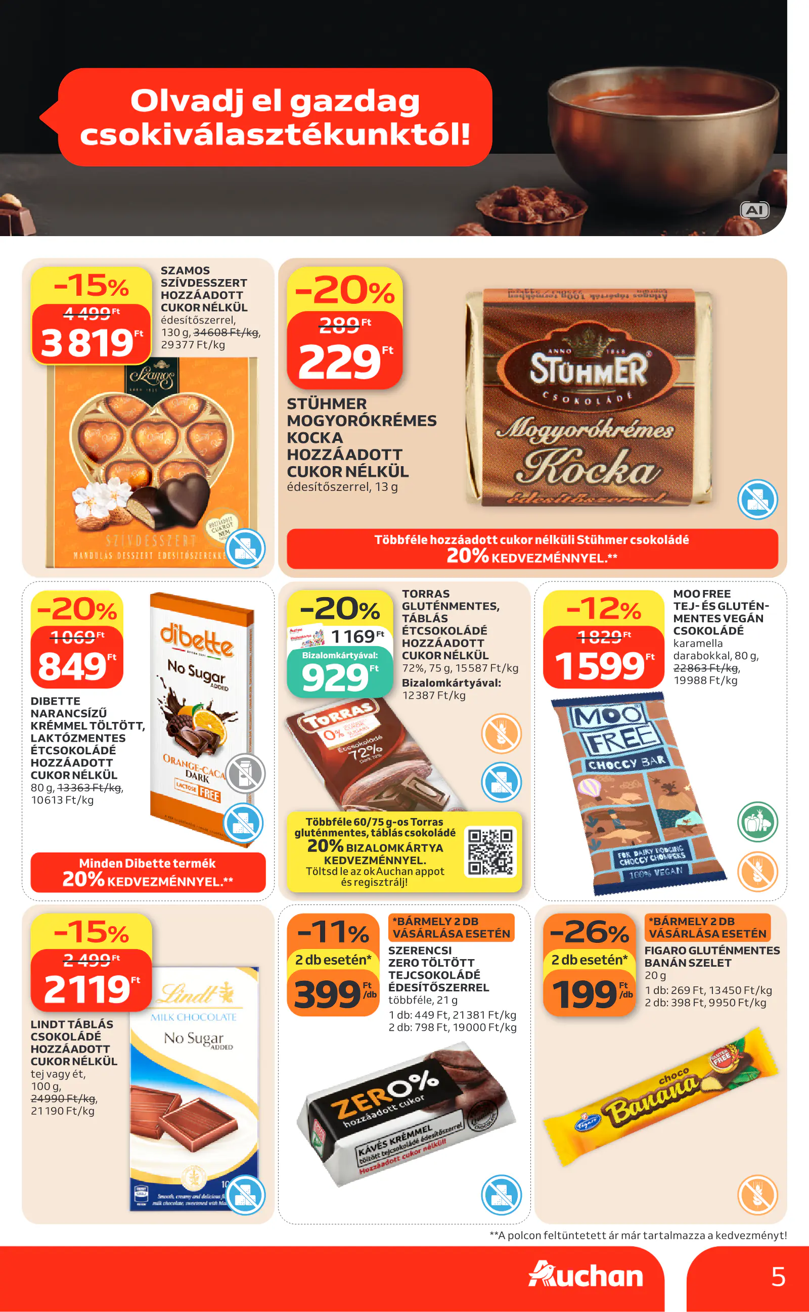 Auchan Csokoládé ajánlataink, 5. oldal (okt. 8–21.)