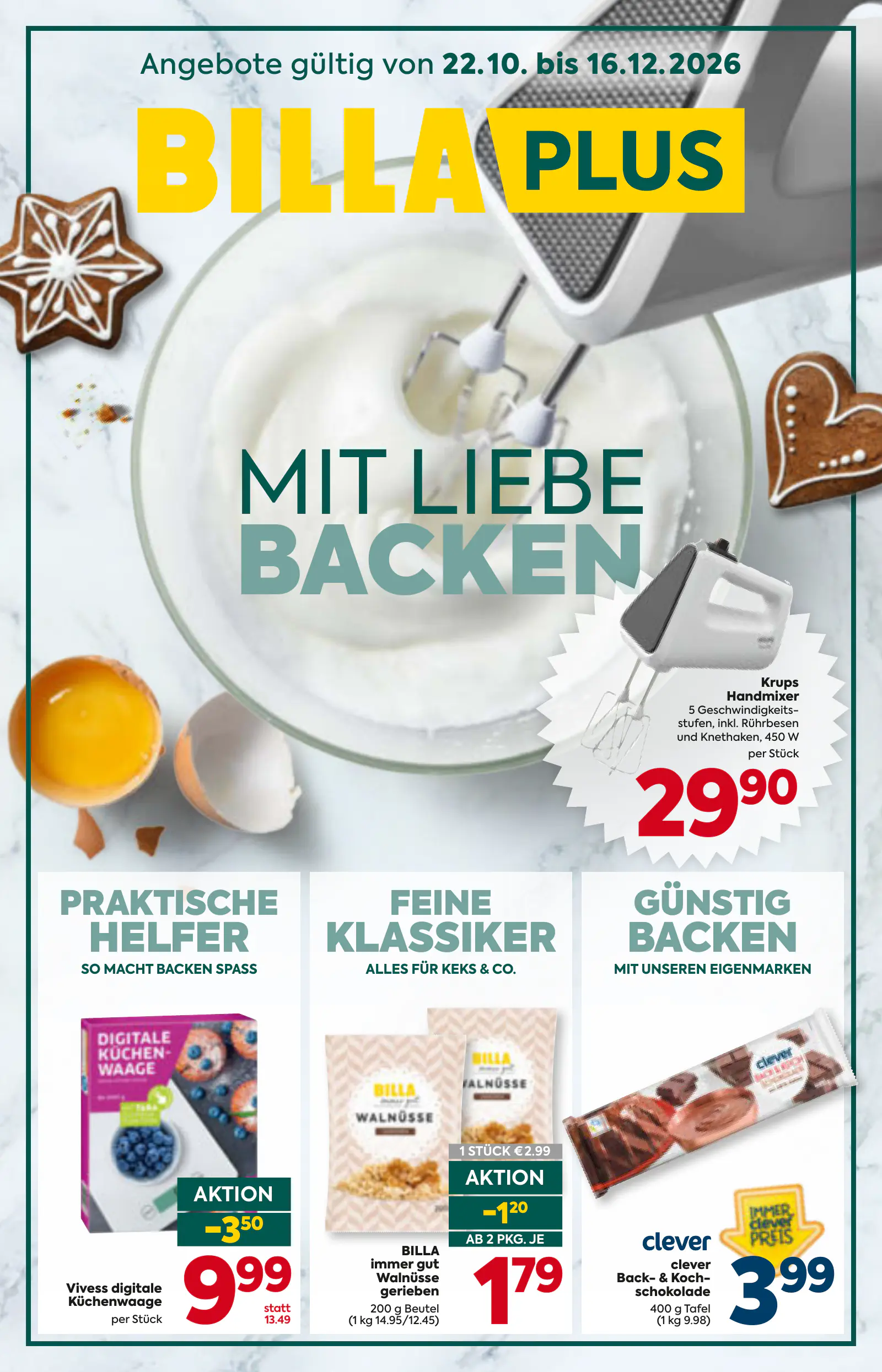 Billa Ausztria akciós újság, 1. oldal (okt. 22. – dec. 16.)