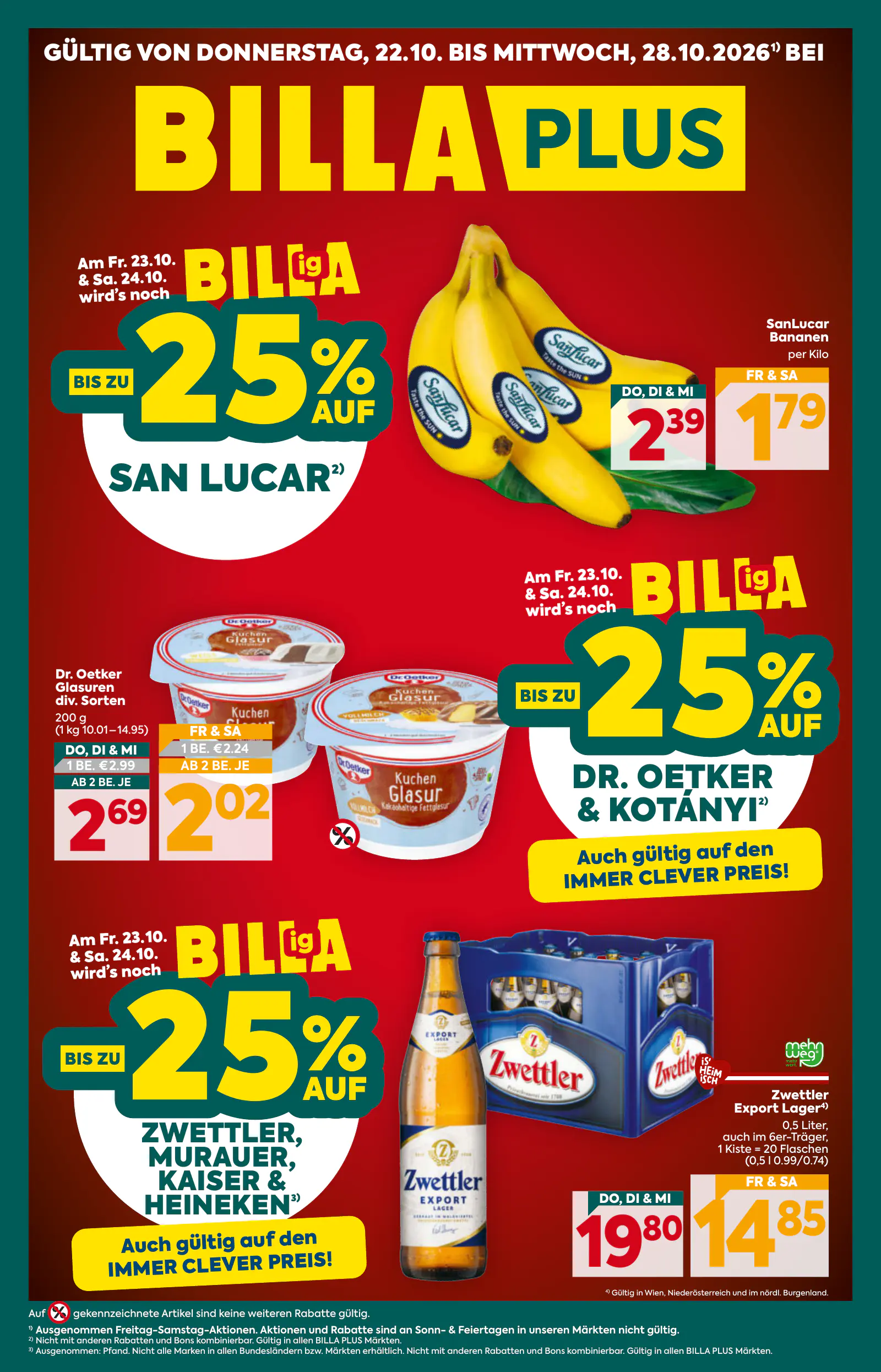 Billa Ausztria PLUS Wien, 1. oldal (okt. 22–28.)