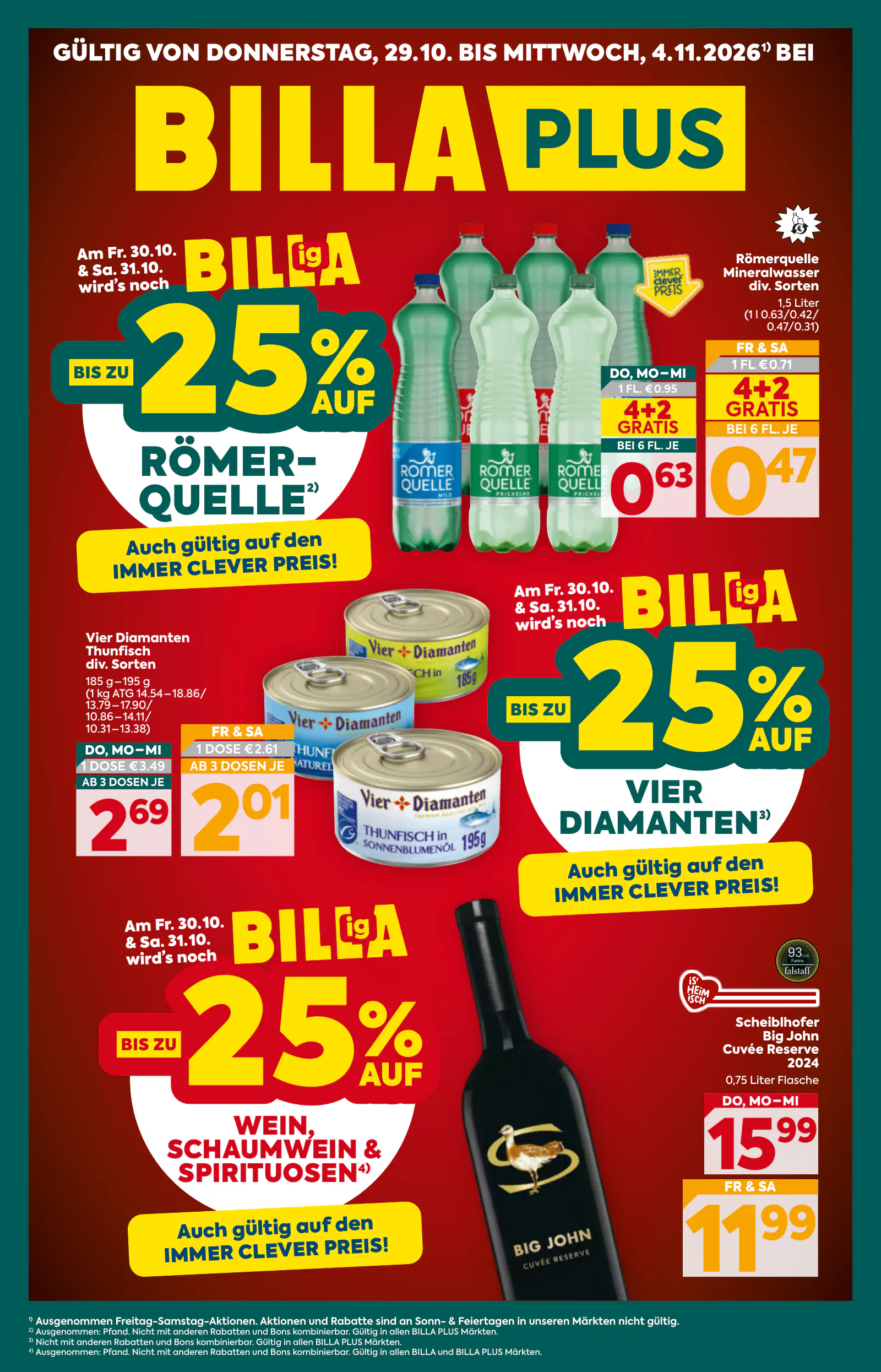 Billa Ausztria PLUS Wien, 1. oldal (okt. 29. – nov. 4.)
