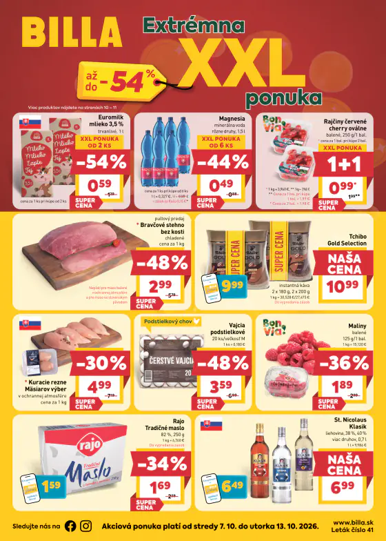 Billa Szlovákia akciós újság – okt. 7–13.