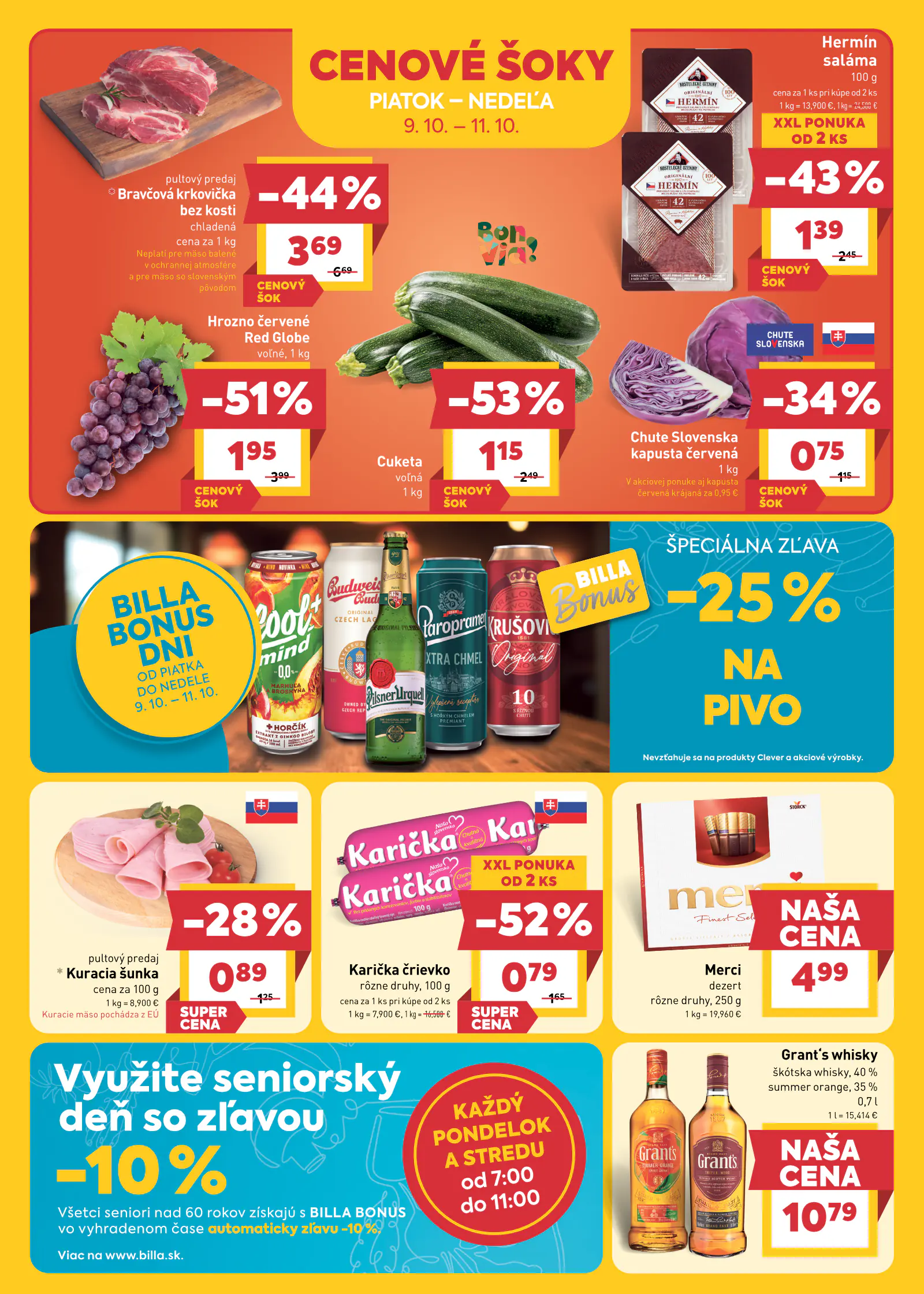 Billa Szlovákia akciós újság, 2. oldal (okt. 7–13.)