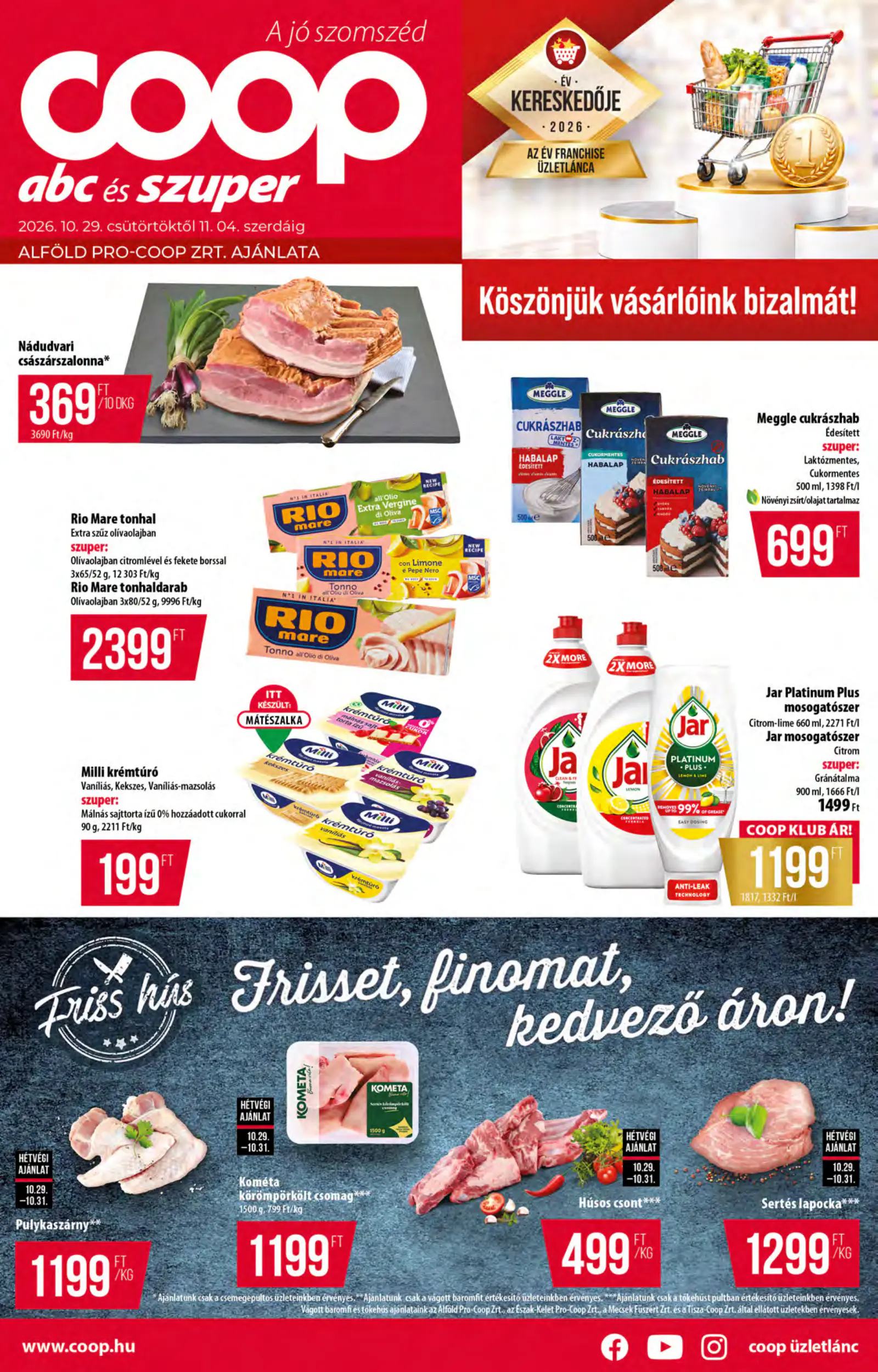Coop Alföld szórólap 2026. november 1. hét Abc-Szuper, 1. oldal (okt. 29. – nov. 4.)