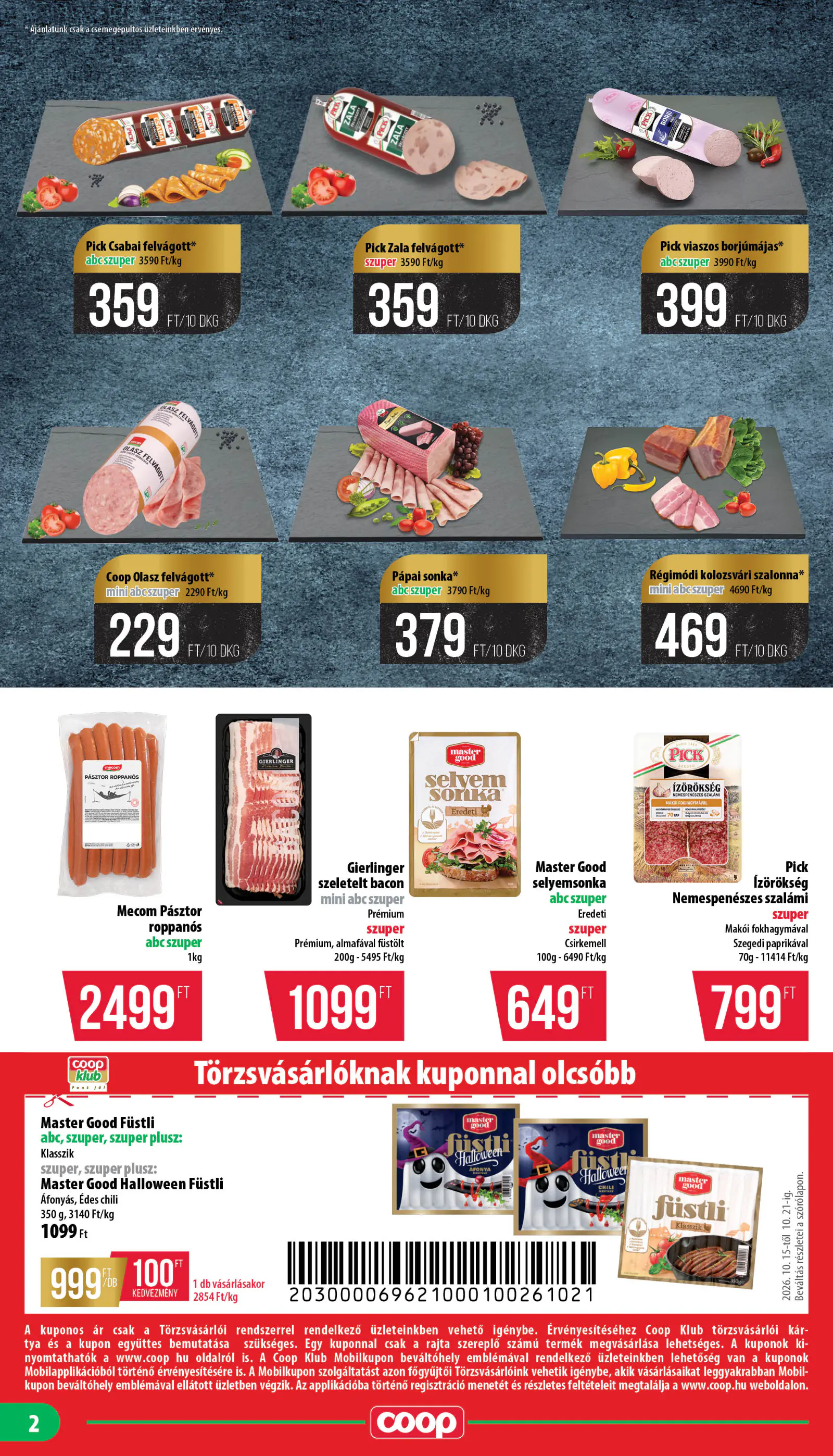Coop Mecsek szórólap 2026. október 3. hét, 2. oldal (okt. 15–21.)