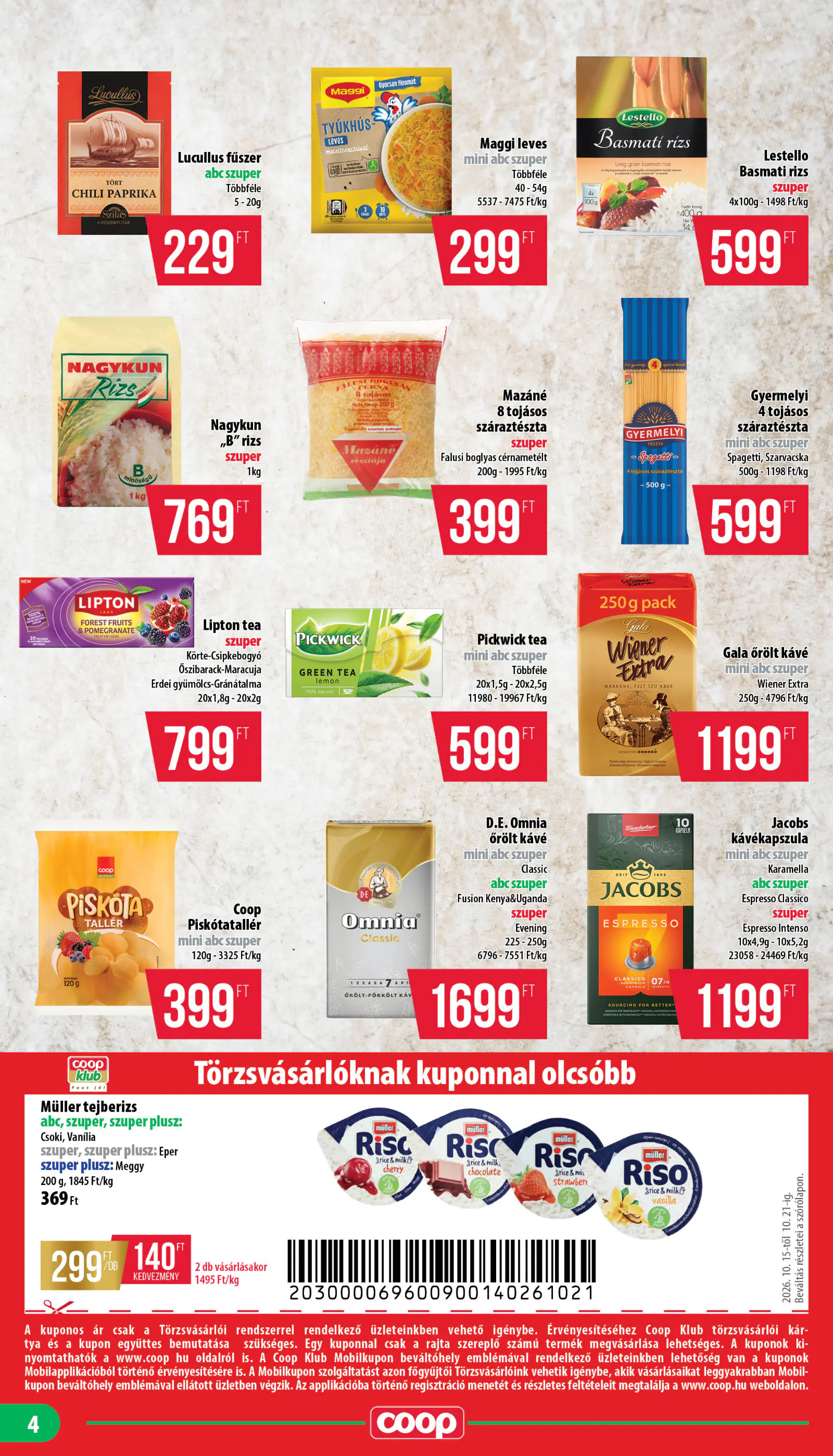 Coop Mecsek szórólap 2026. október 3. hét, 4. oldal (okt. 15–21.)