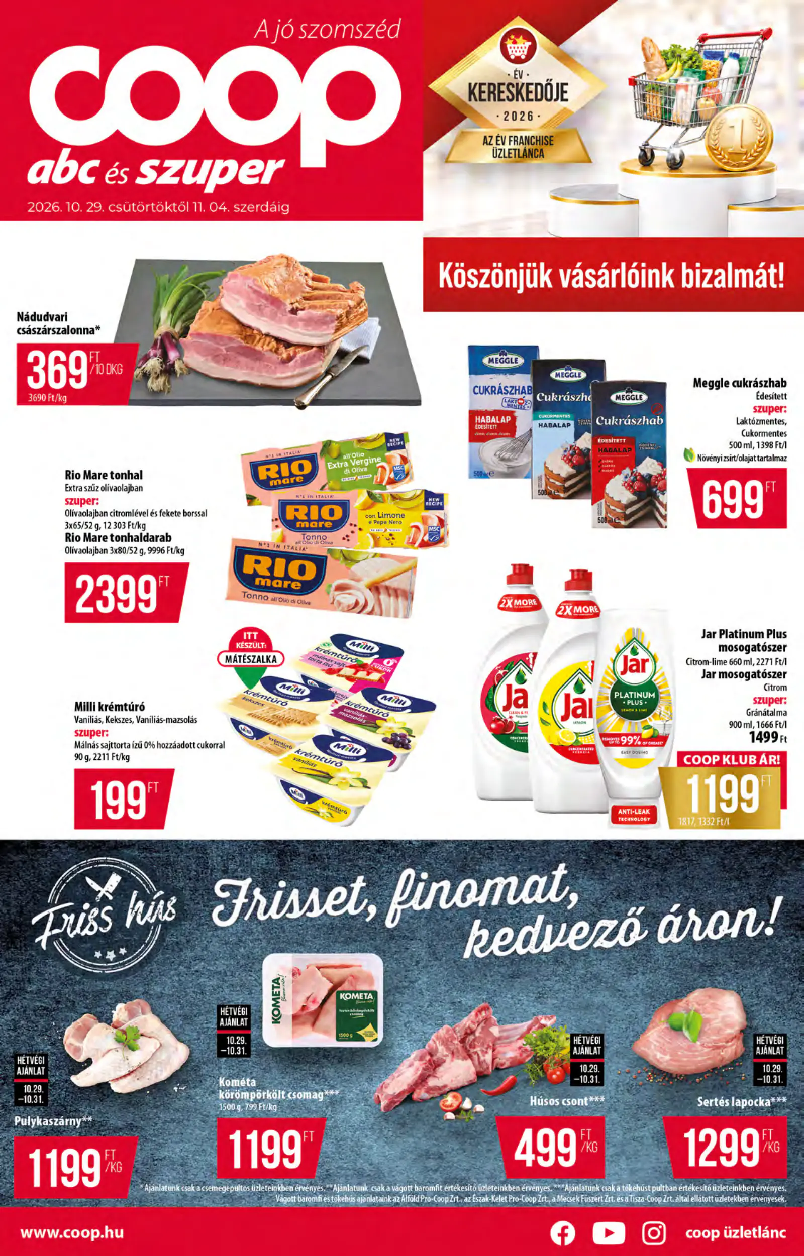 Coop országos szórólap 2026. november 1. hét Abc-Szuper, 1. oldal (okt. 29. – nov. 4.)
