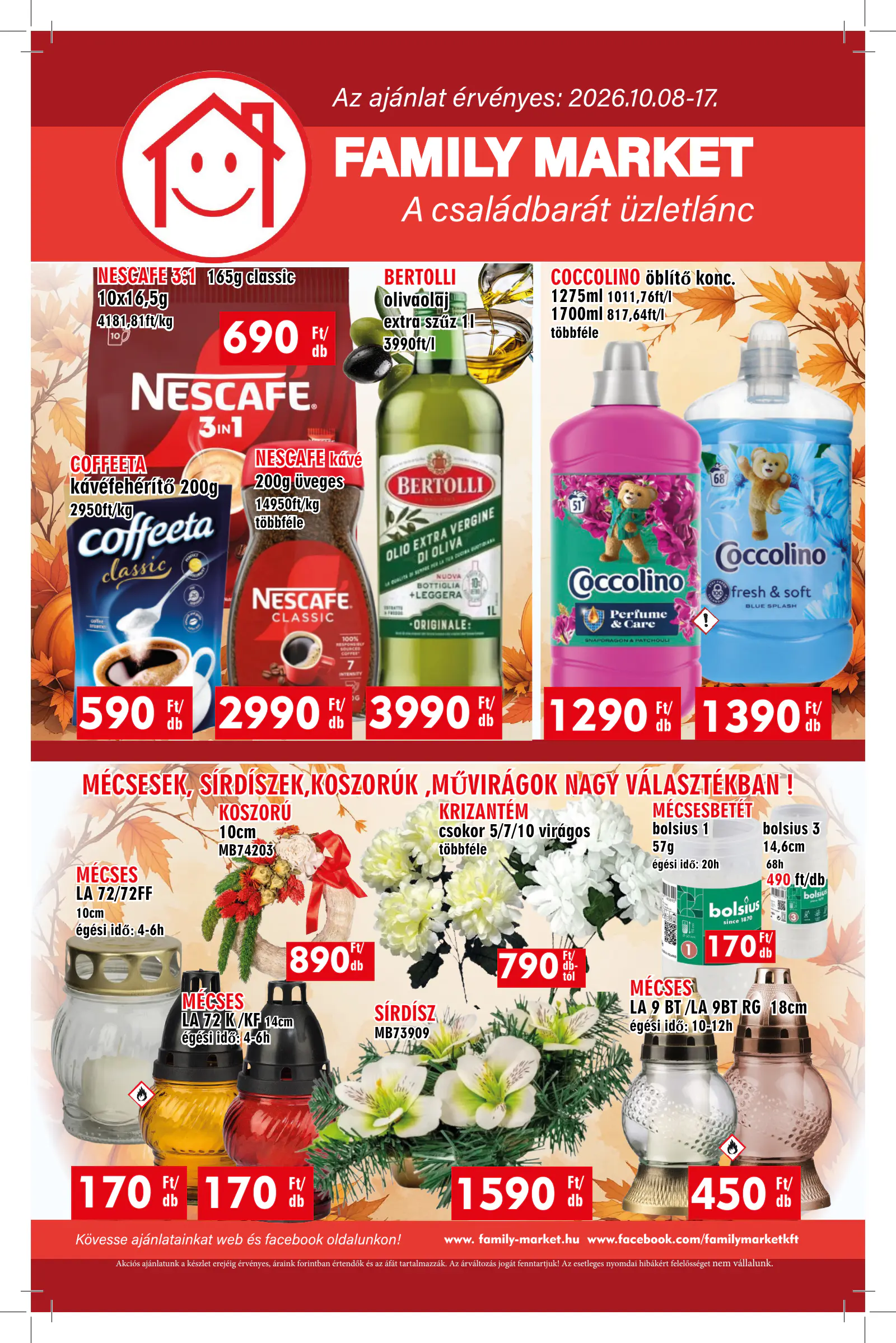 Family Market akciós újság, 1. oldal (okt. 8–17.)