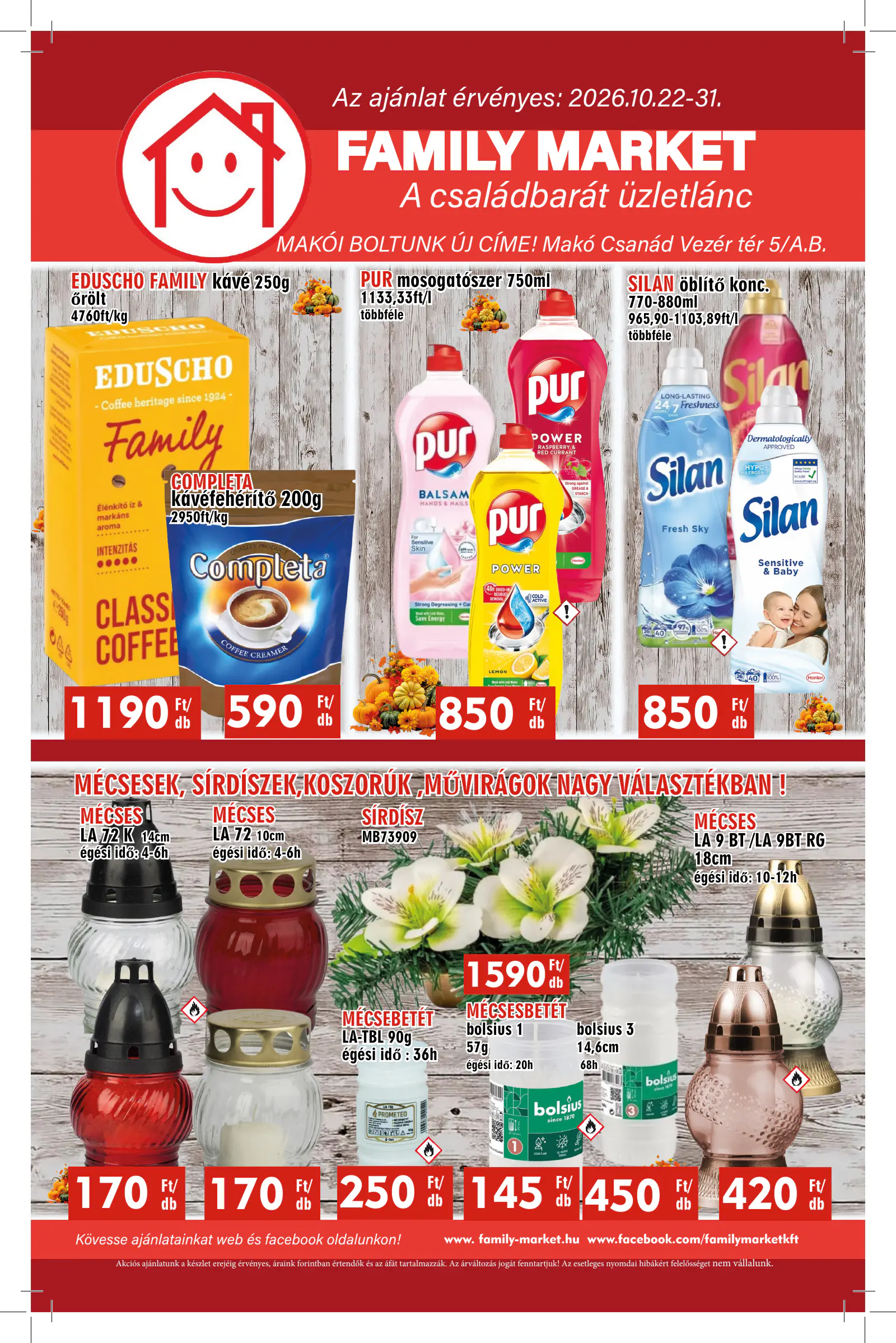 Family Market akciós újság, 1. oldal (okt. 22–31.)