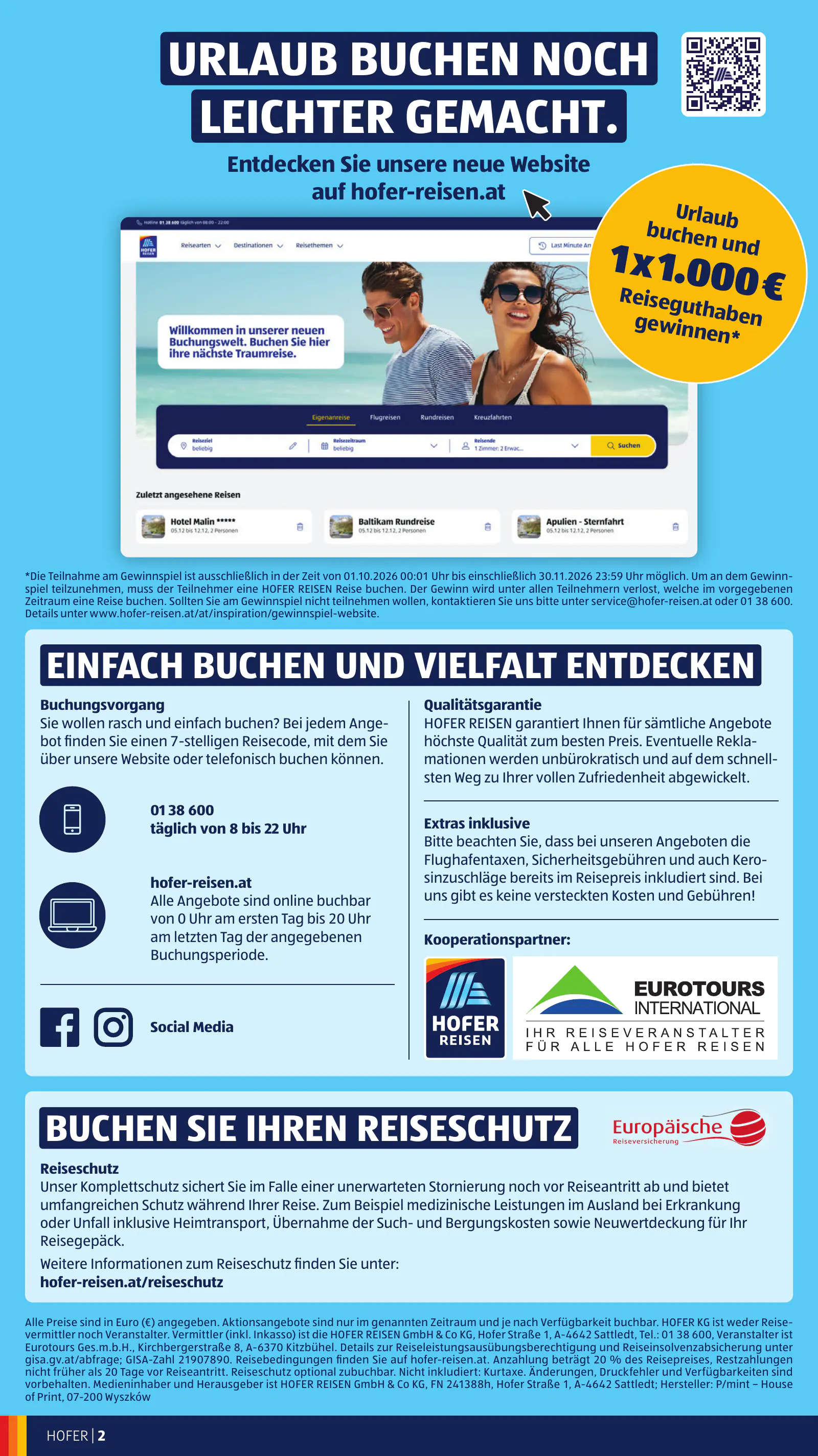 (AT) HOFER Kommanditgesellschaft, 11 hofer reisen katalog 2026, 2. oldal (2026. okt. 26. – 2027. jan. 12.)