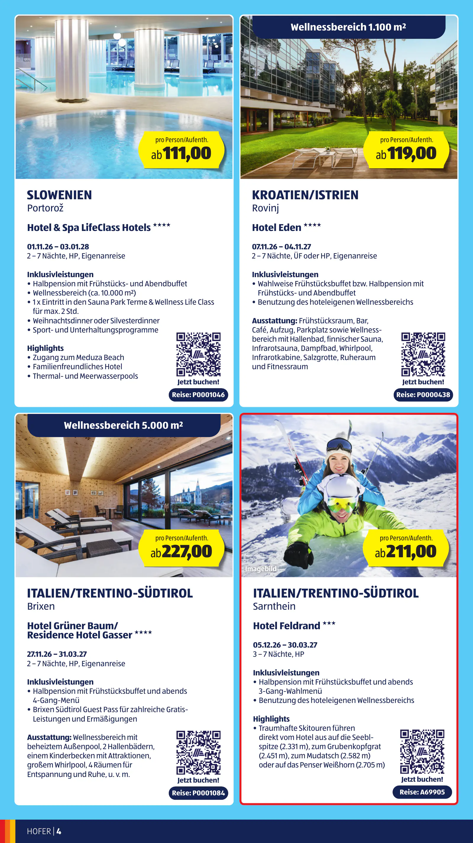 (AT) HOFER Kommanditgesellschaft, 11 hofer reisen katalog 2026, 4. oldal (2026. okt. 26. – 2027. jan. 12.)