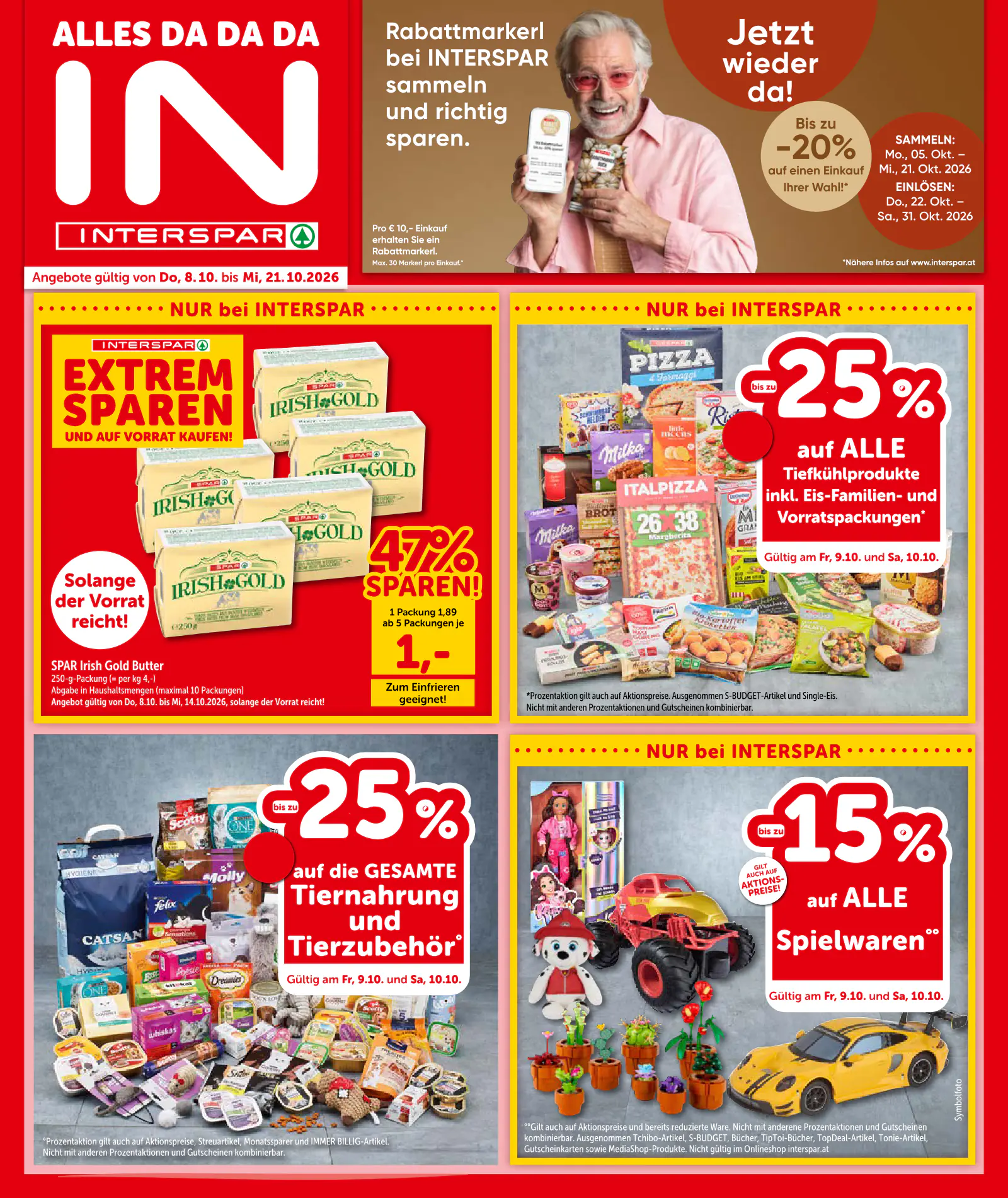 Interspar Ausztria akciós újság, 1. oldal (okt. 8–21.)