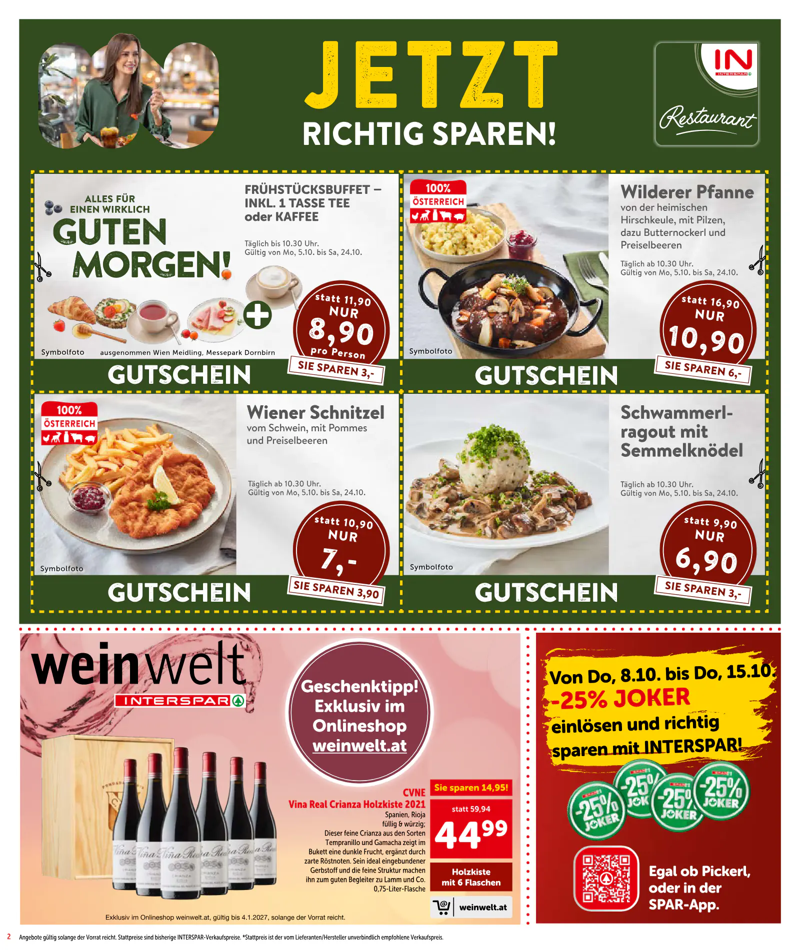 Interspar Ausztria akciós újság, 2. oldal (okt. 8–21.)