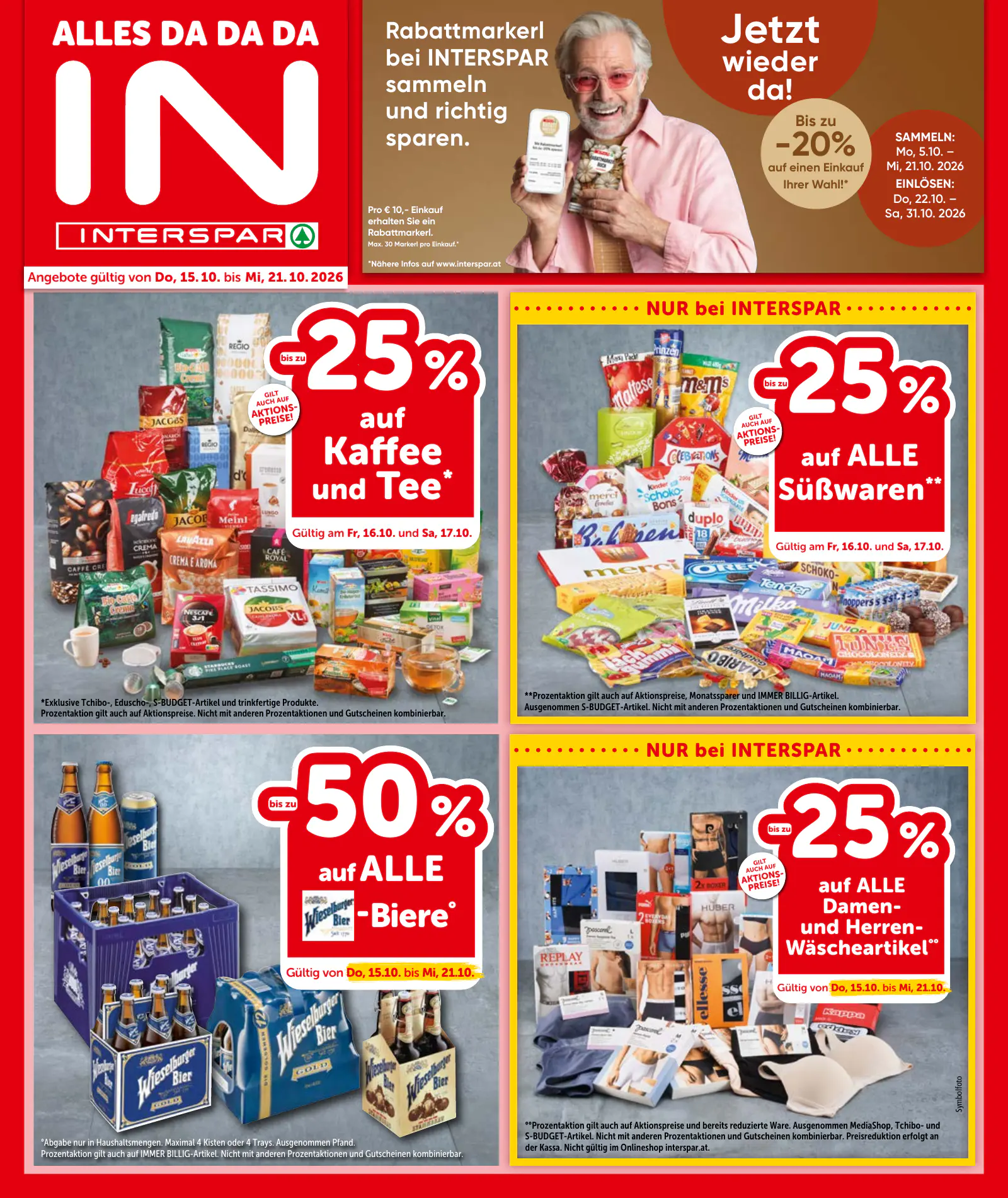 Interspar Ausztria akciós újság, 1. oldal (okt. 15–21.)