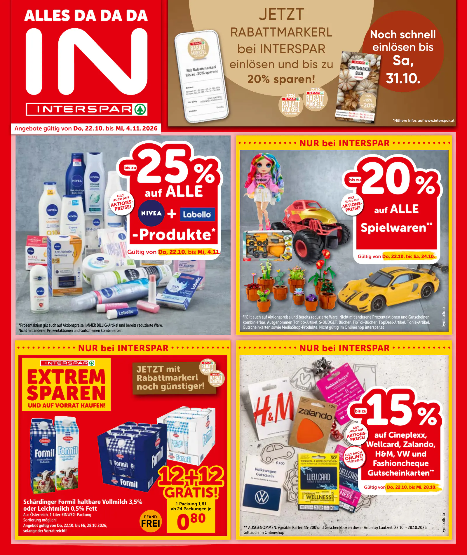 Interspar Ausztria akciós újság, 1. oldal (okt. 22. – nov. 4.)