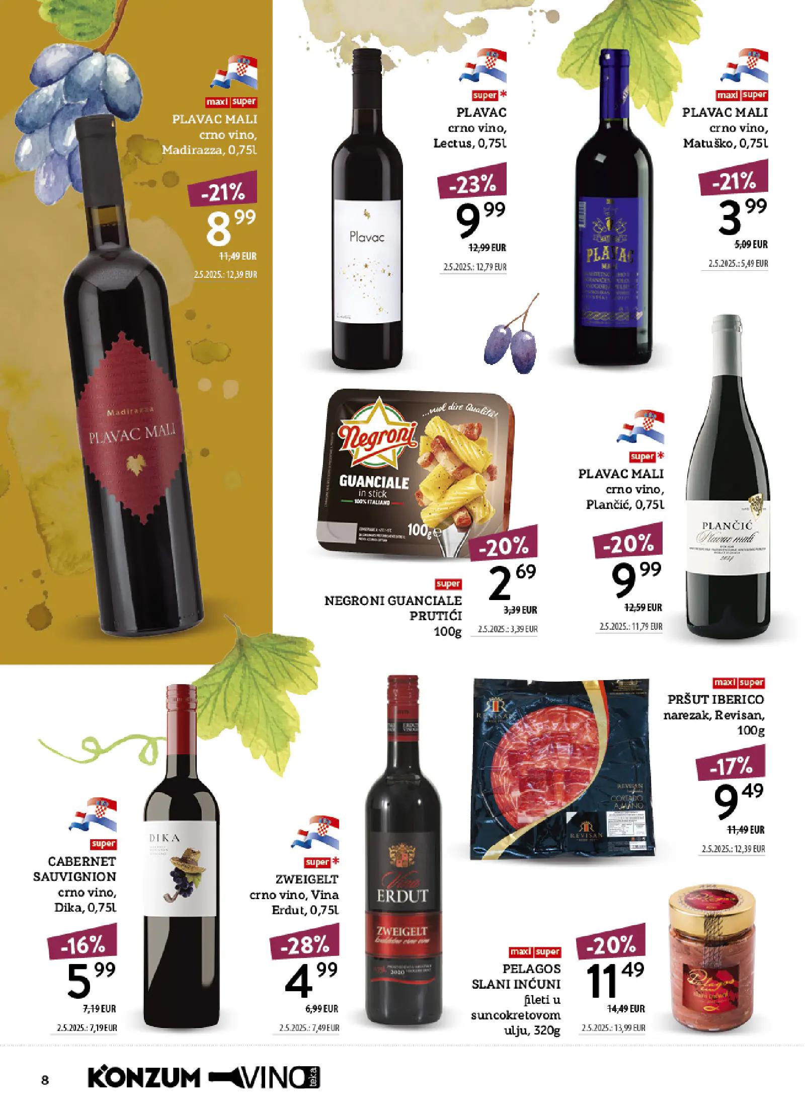 Konzum Horvátország Tematski katalog vinoteka, 8. oldal (okt. 12–25.)