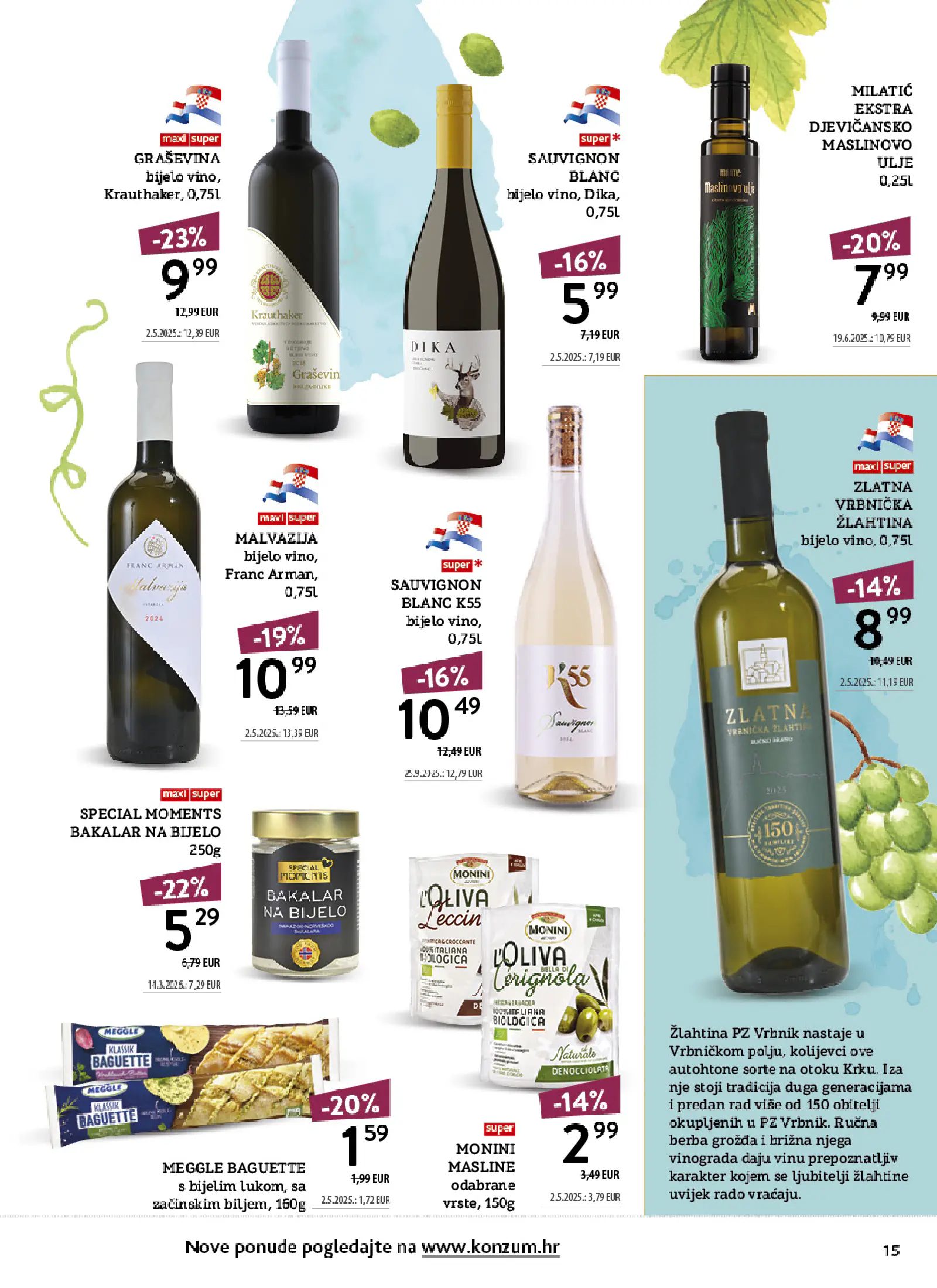 Konzum Horvátország Tematski katalog vinoteka, 15. oldal (okt. 12–25.)