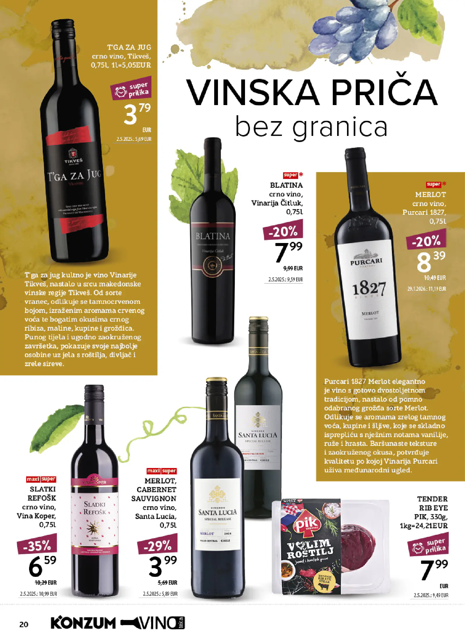 Konzum Horvátország Tematski katalog vinoteka, 20. oldal (okt. 12–25.)