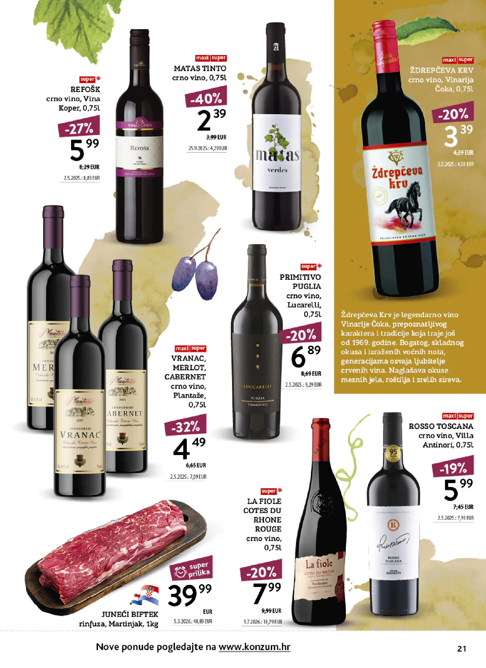 Konzum Horvátország Tematski katalog vinoteka, 21. oldal (okt. 12–25.)