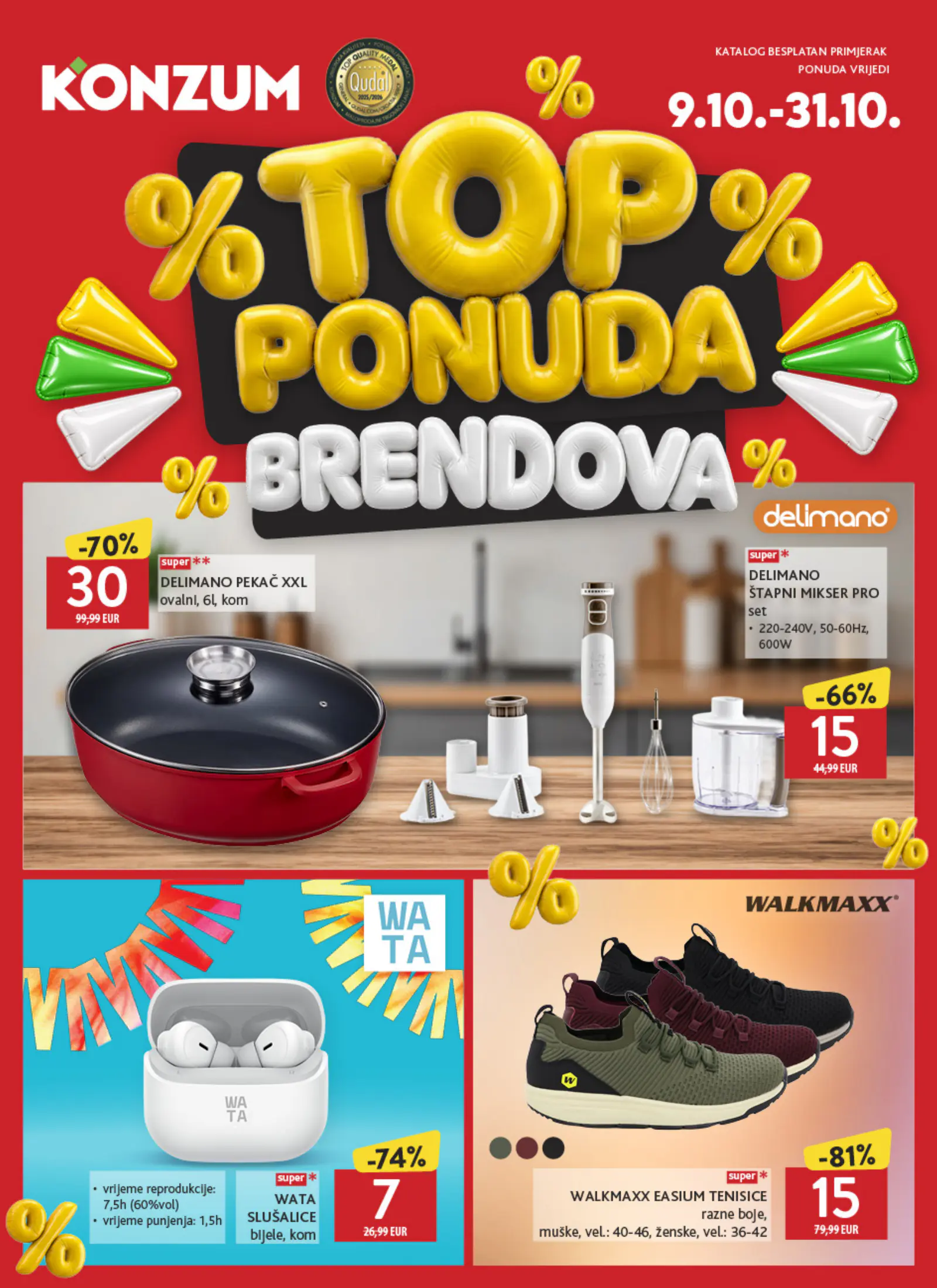 Konzum Horvátország Top ponuda brendova (2), 1. oldal (okt. 9–31.)