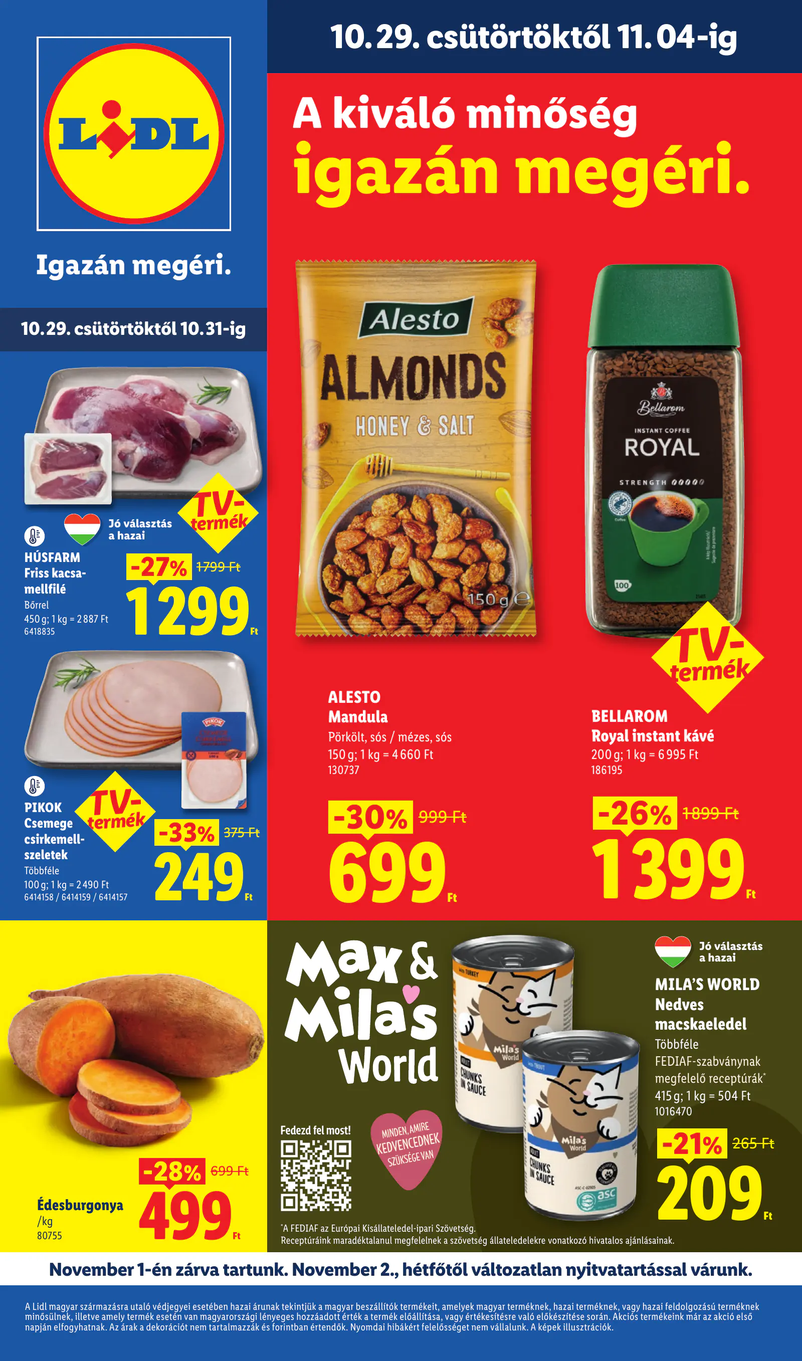 Lidl akciós újság, 44. hét, 1. oldal (okt. 29. – nov. 4.)