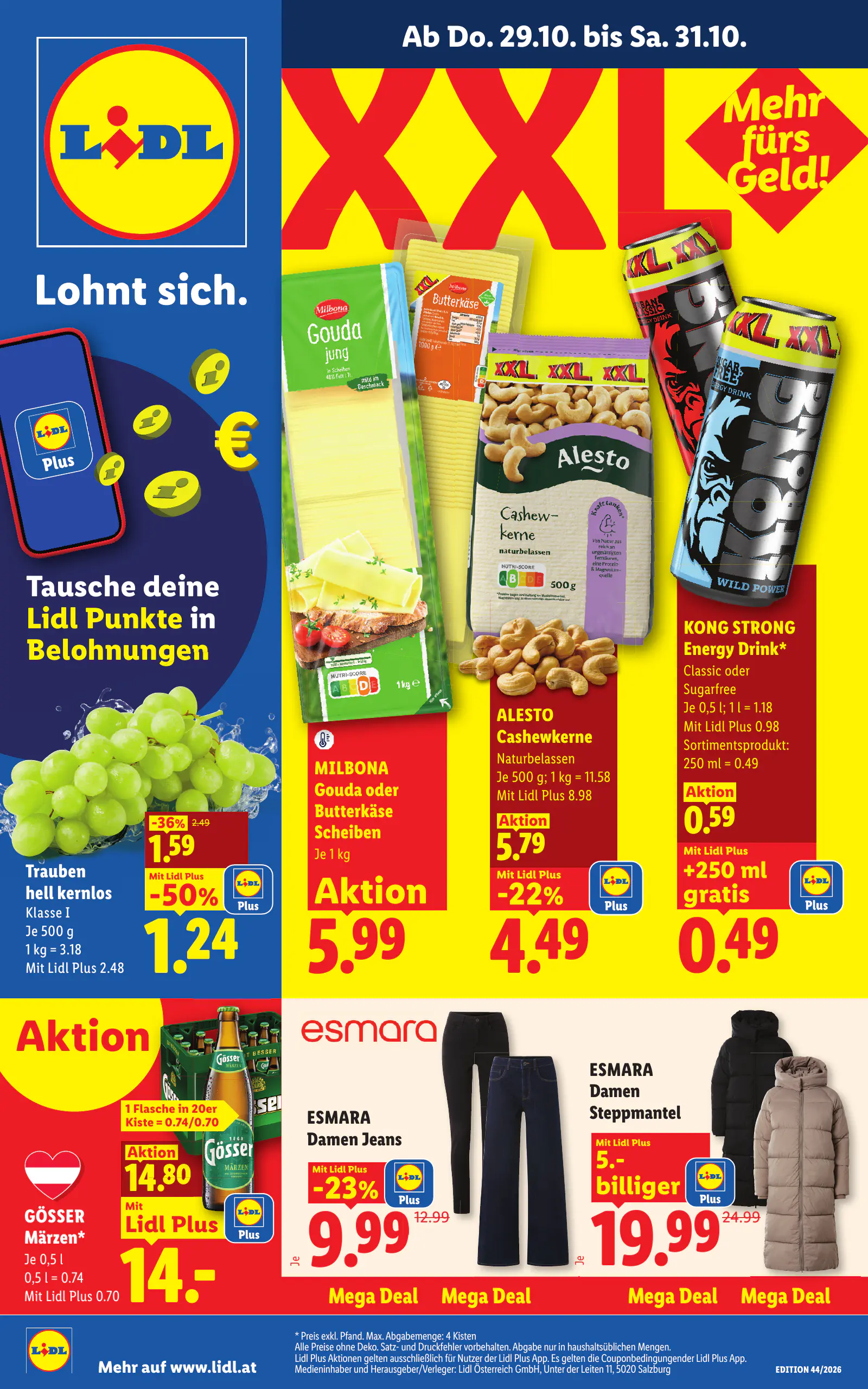 Lidl Ausztria Flugblatt, 1. oldal (okt. 29. – nov. 4.)