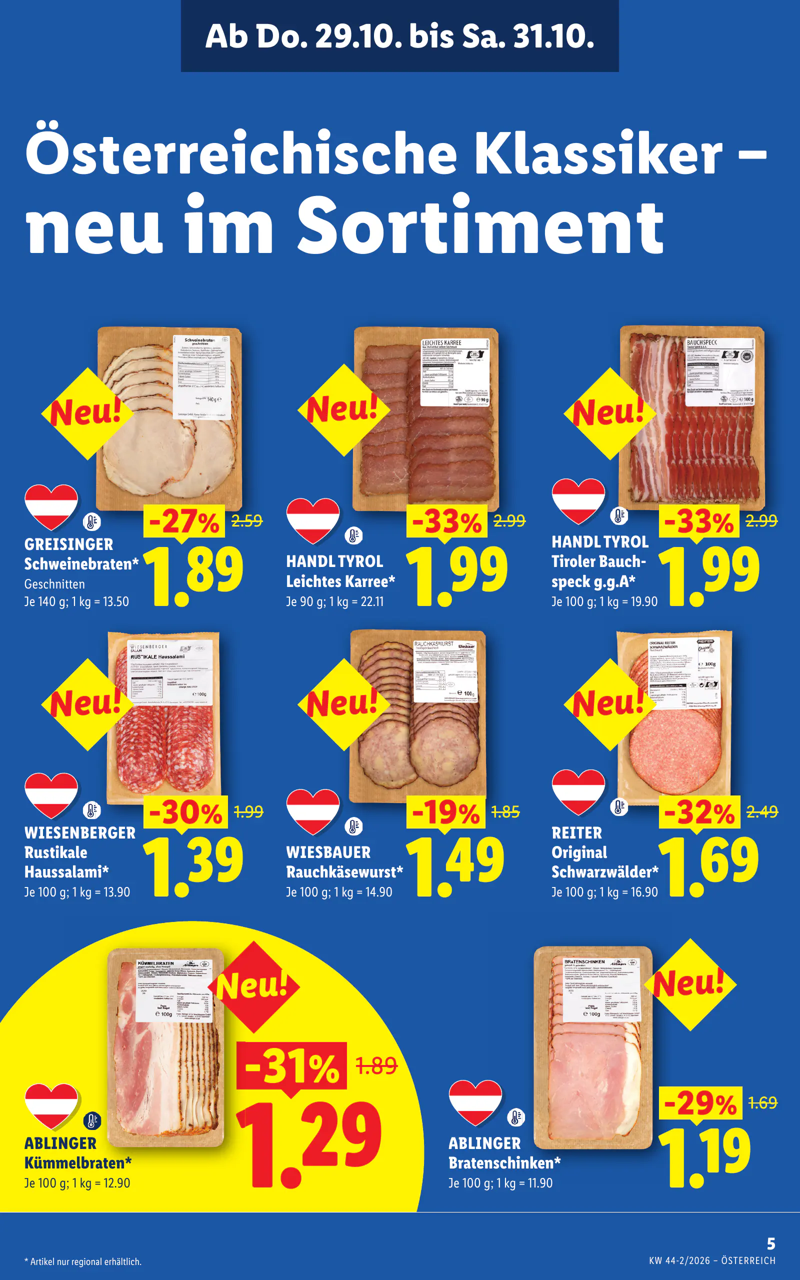 Lidl Ausztria Flugblatt, 7. oldal (okt. 29. – nov. 4.)