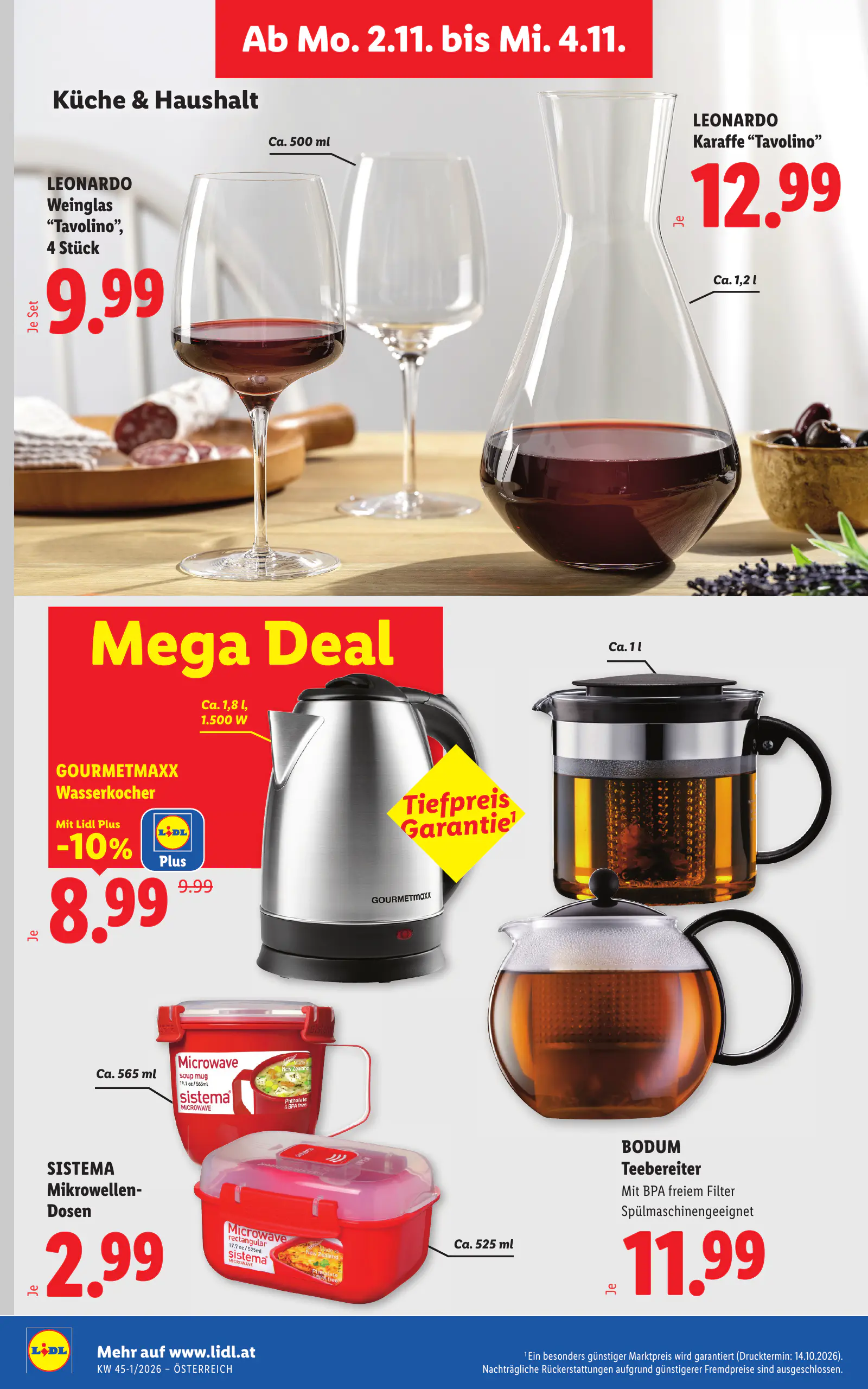Lidl Ausztria Flugblatt, 31. oldal (okt. 29. – nov. 4.)