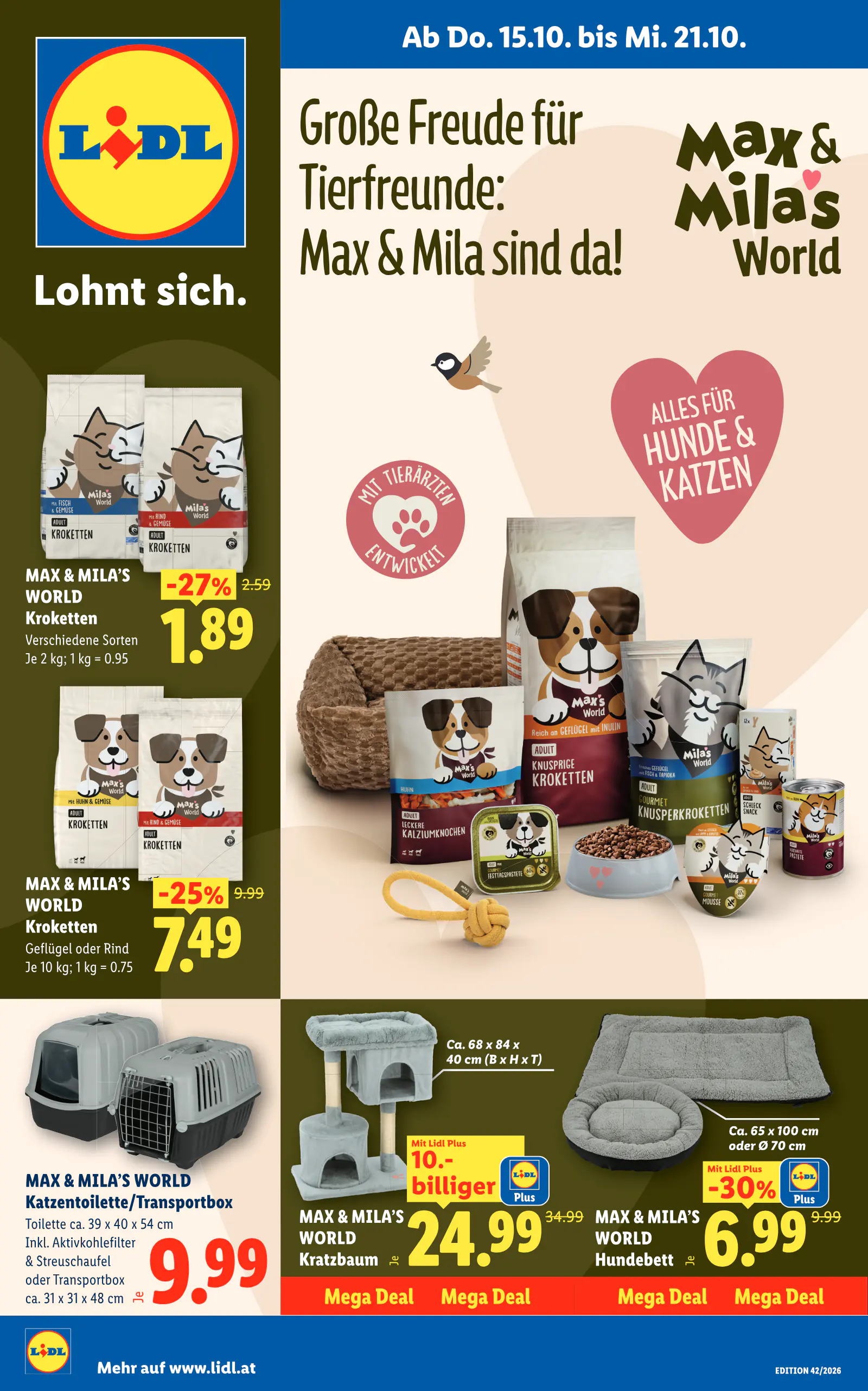 Lidl Ausztria Max & Mila's World, Große Freude für Tierfreunde, 1. oldal (okt. 11–21.)