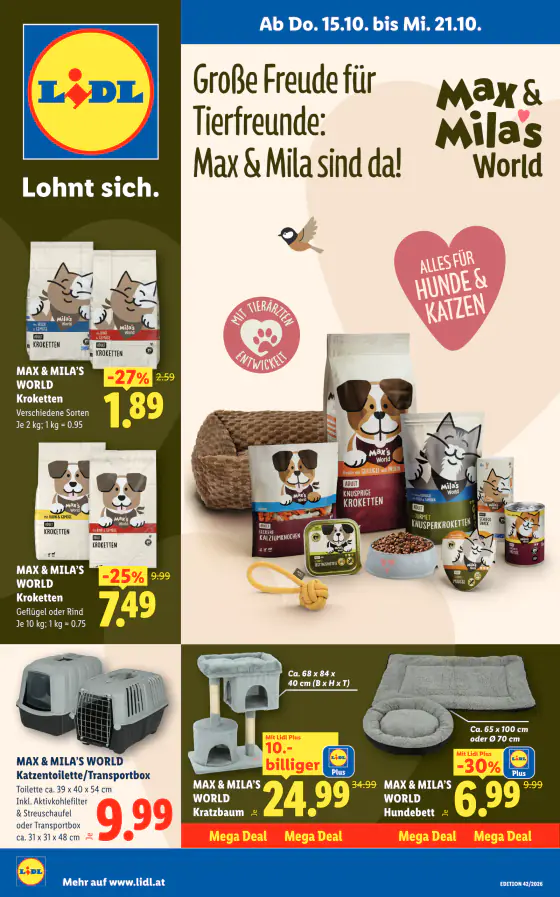 Lidl Ausztria Max & Mila's World, Große Freude für Tierfreunde – okt. 11–21.