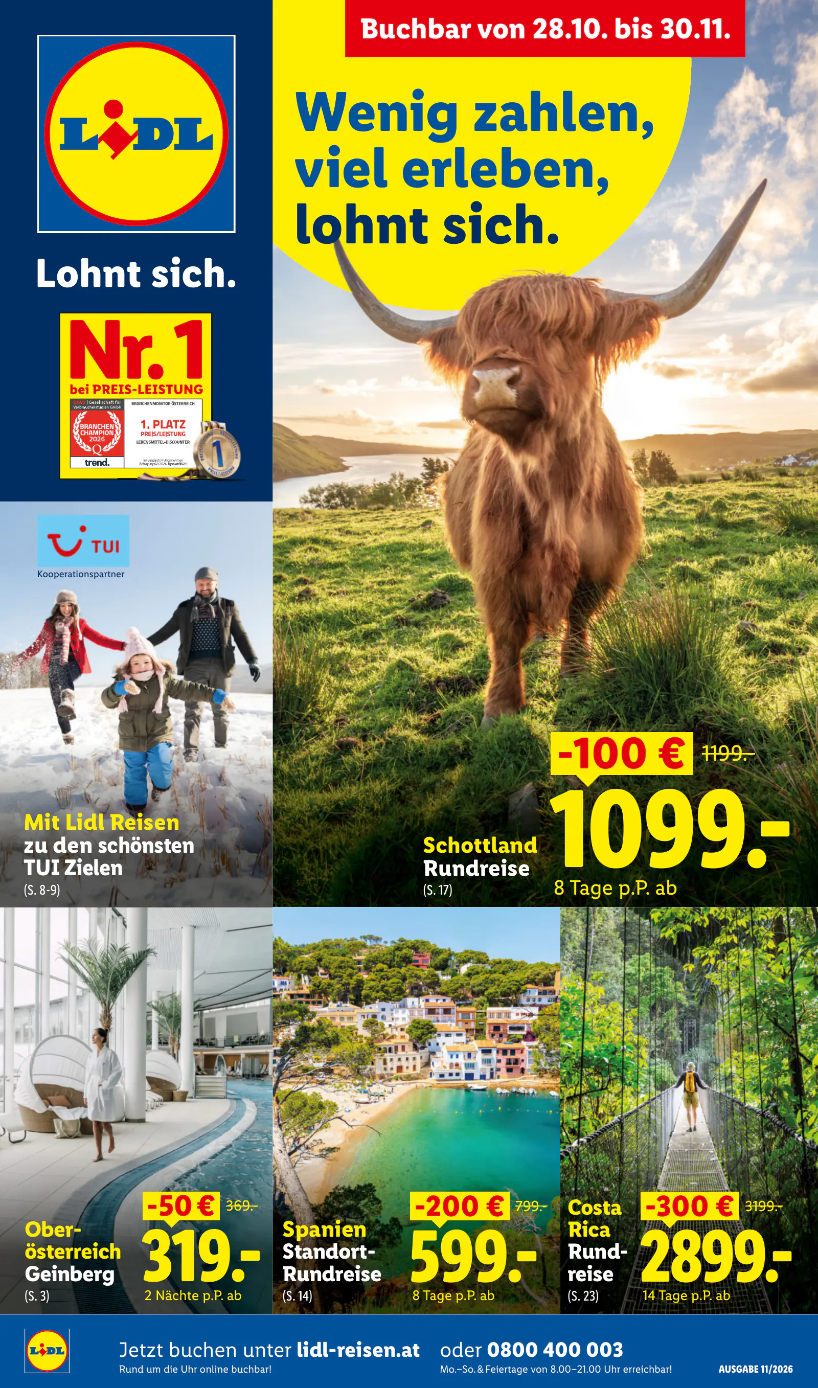 Lidl Ausztria November Reise-Highlights, Buchbar ab 28.10., 1. oldal (okt. 28. – nov. 30.)