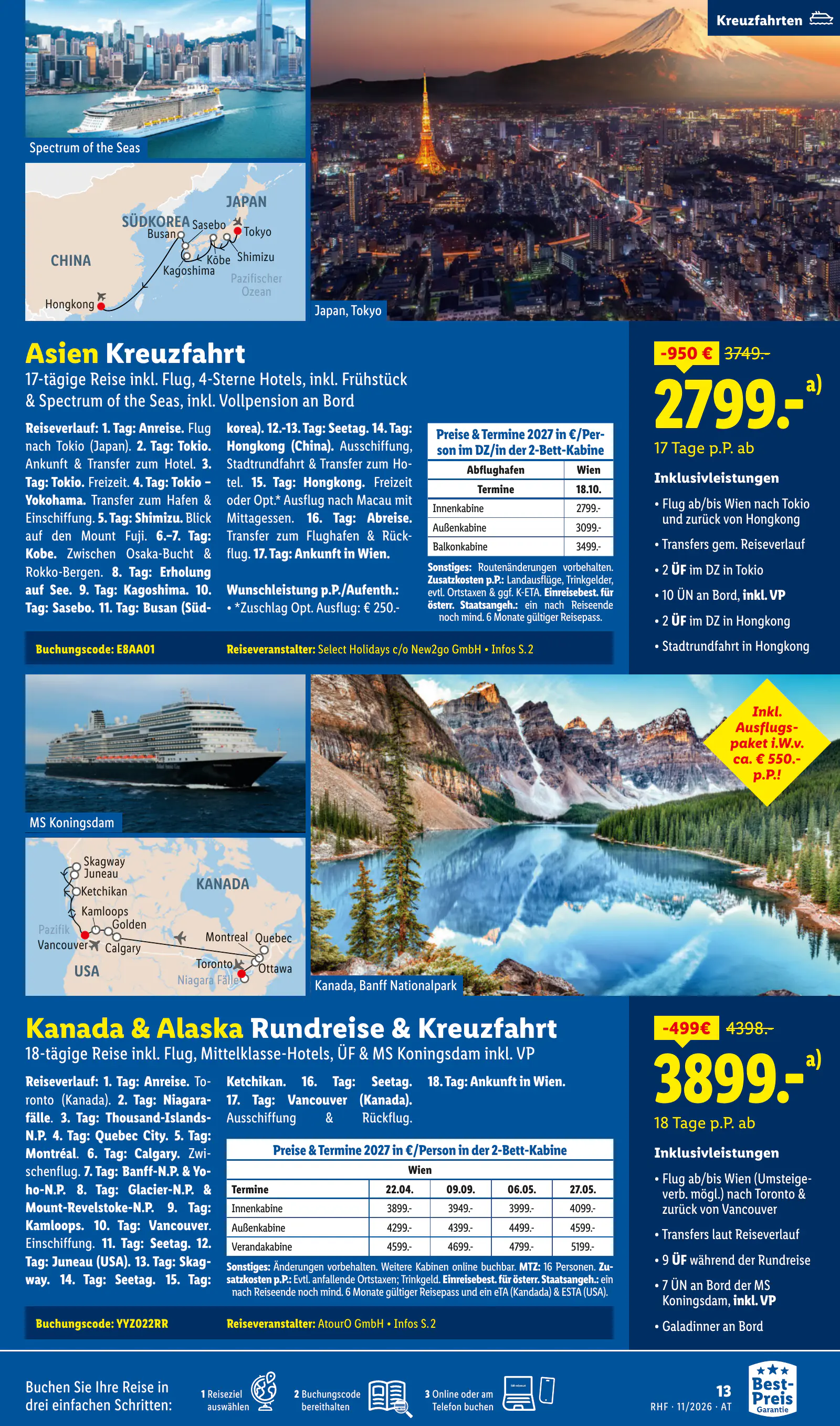 Lidl Ausztria November Reise-Highlights, Buchbar ab 28.10., 13. oldal (okt. 28. – nov. 30.)