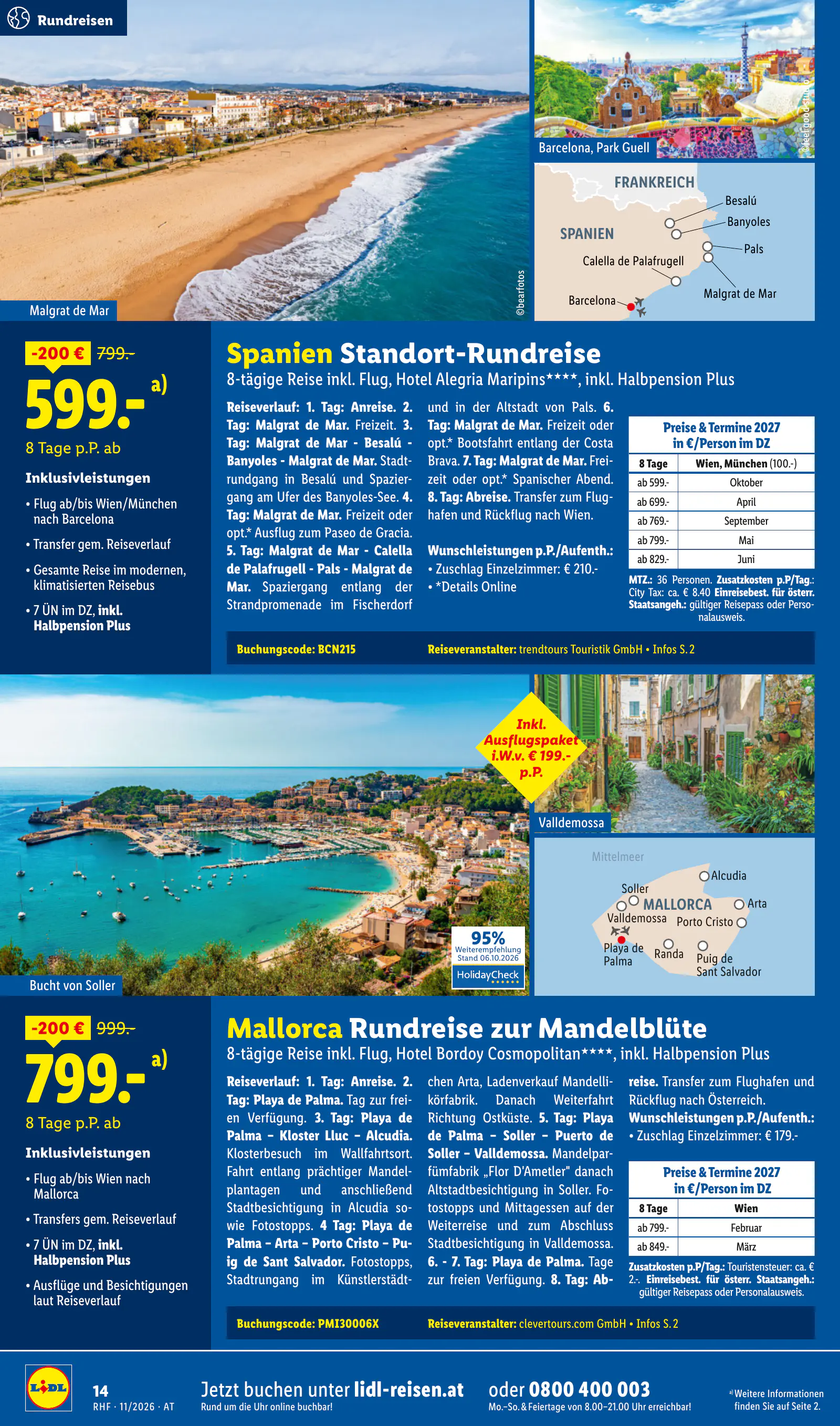 Lidl Ausztria November Reise-Highlights, Buchbar ab 28.10., 14. oldal (okt. 28. – nov. 30.)